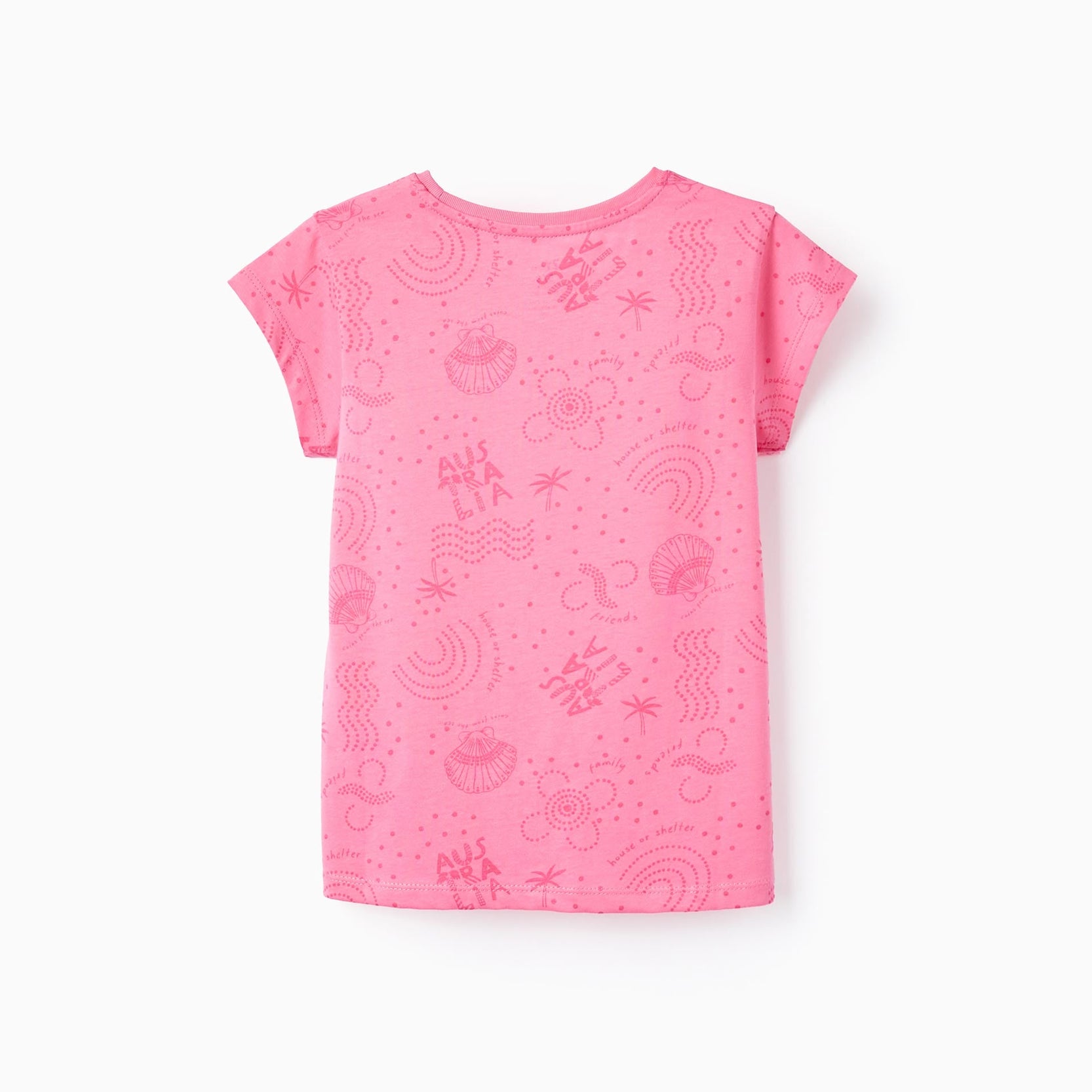 2 Cotton T-shirts for Girls 'Seashells', White/Pink