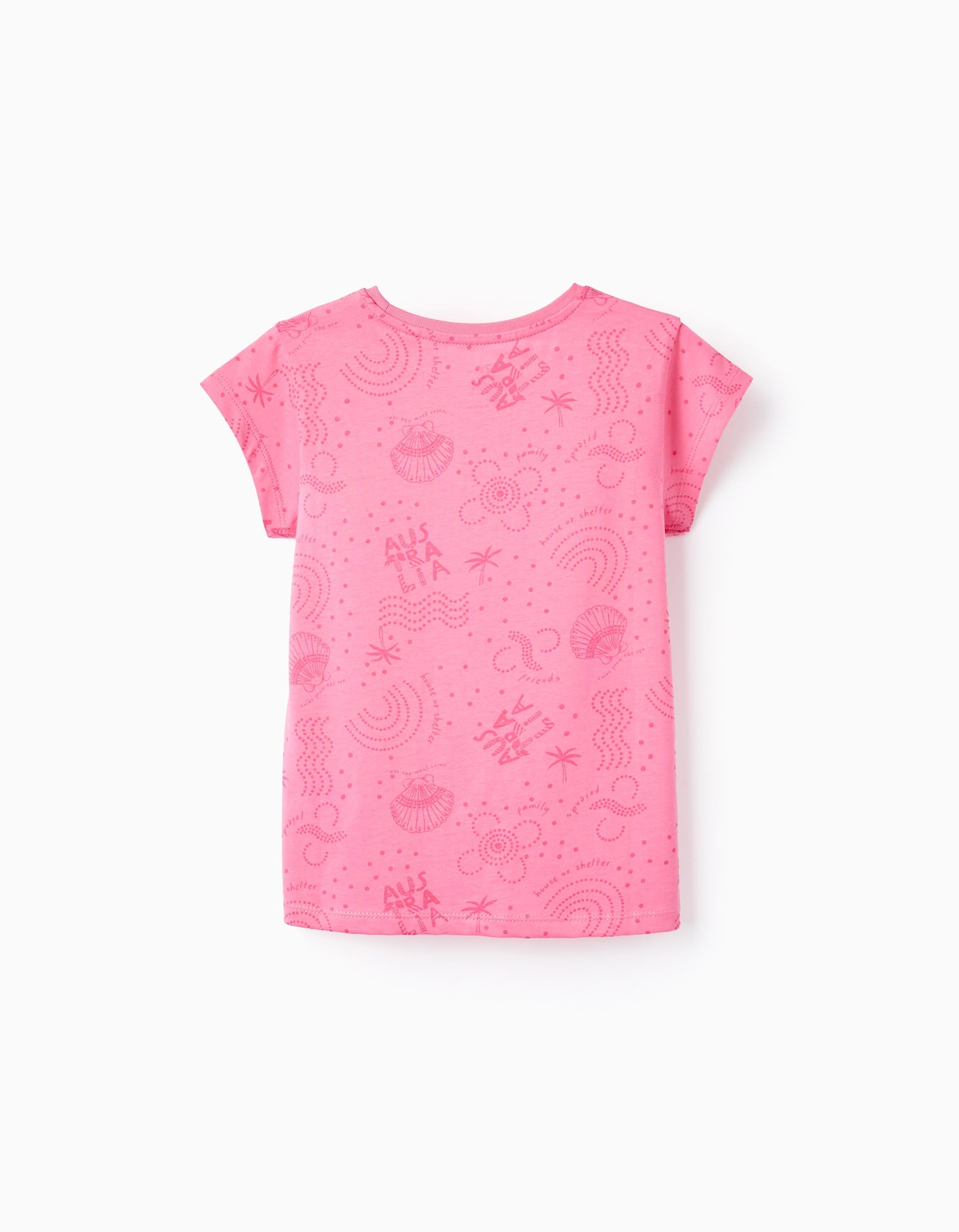 2 Cotton T-shirts for Girls 'Seashells', White/Pink