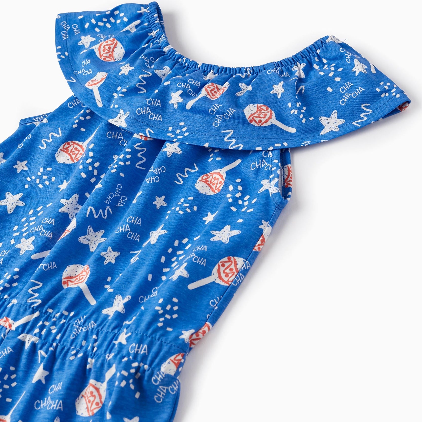 Short Cotton Jumpsuit for Girls 'Cha Cha Cha', Blue