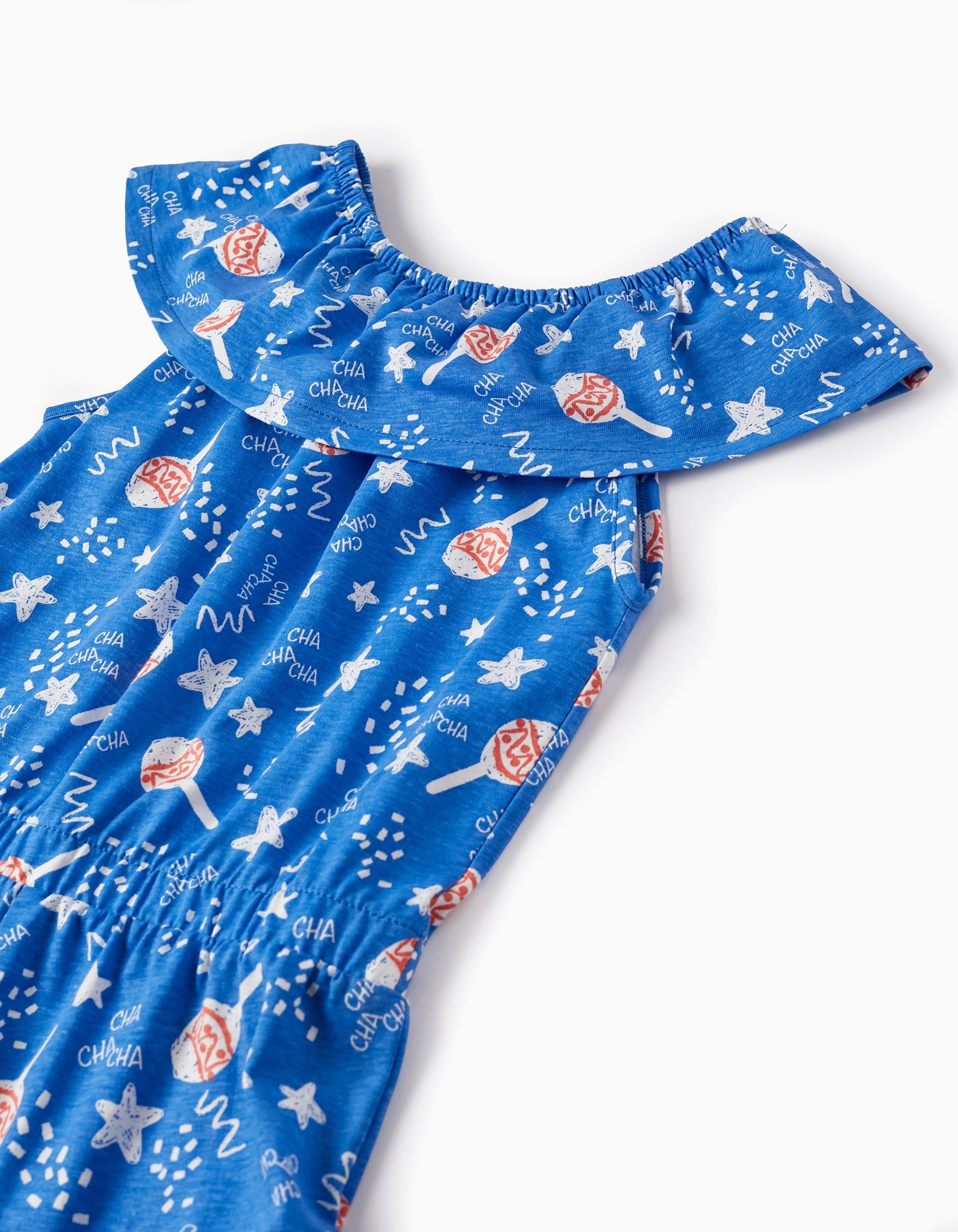 Short Cotton Jumpsuit for Girls 'Cha Cha Cha', Blue