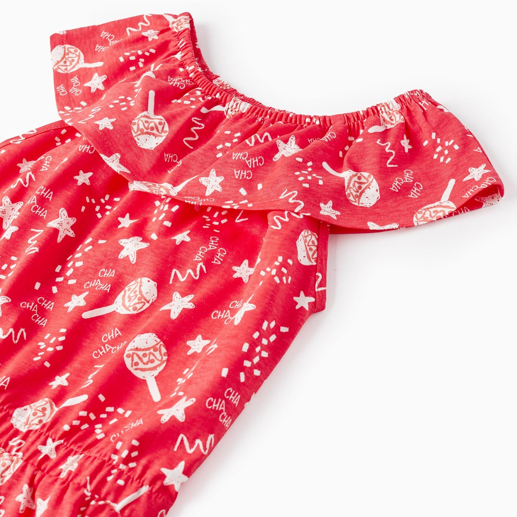 Short Cotton Jumpsuit for Girls 'Cha Cha Cha', Red