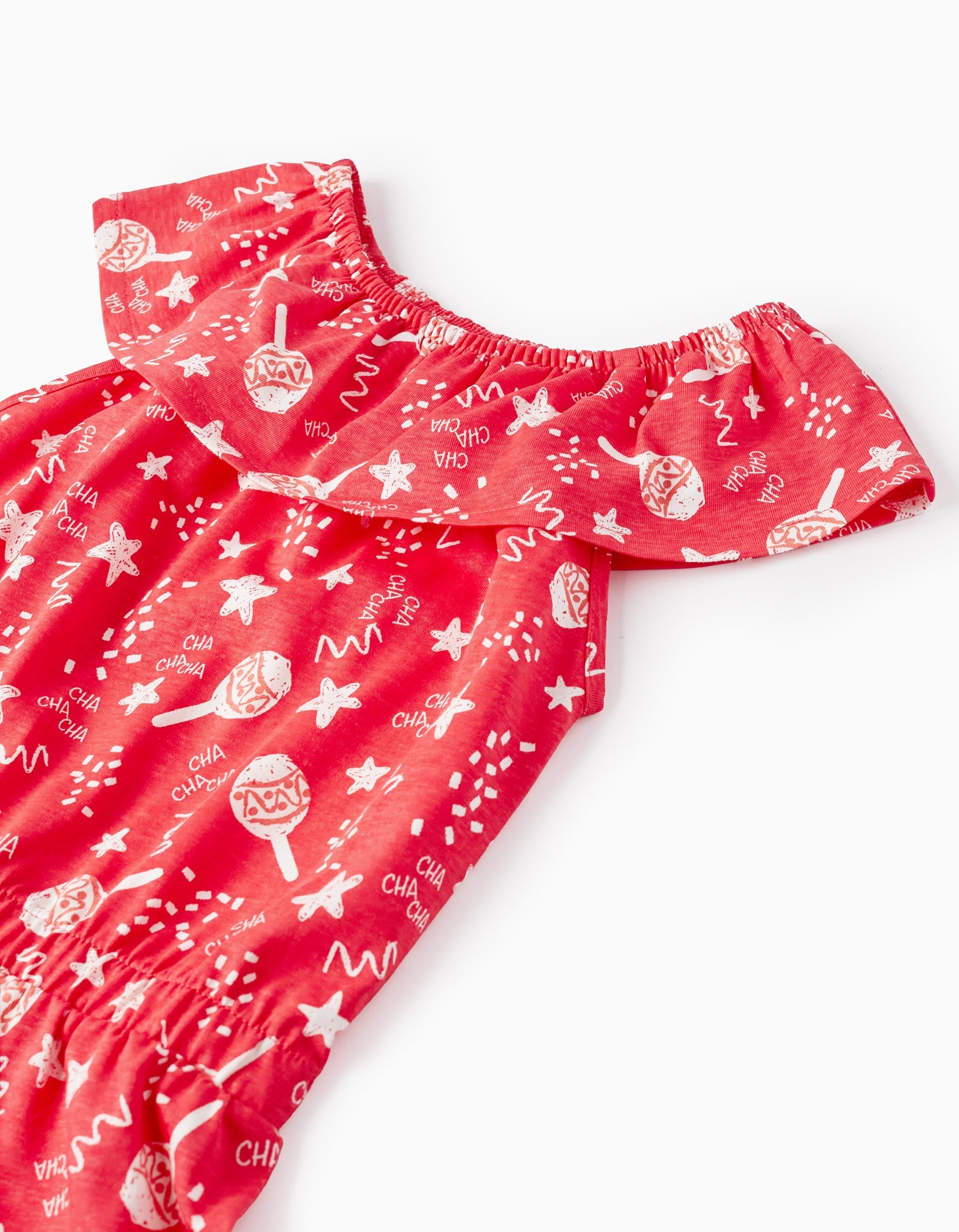 Short Cotton Jumpsuit for Girls 'Cha Cha Cha', Red