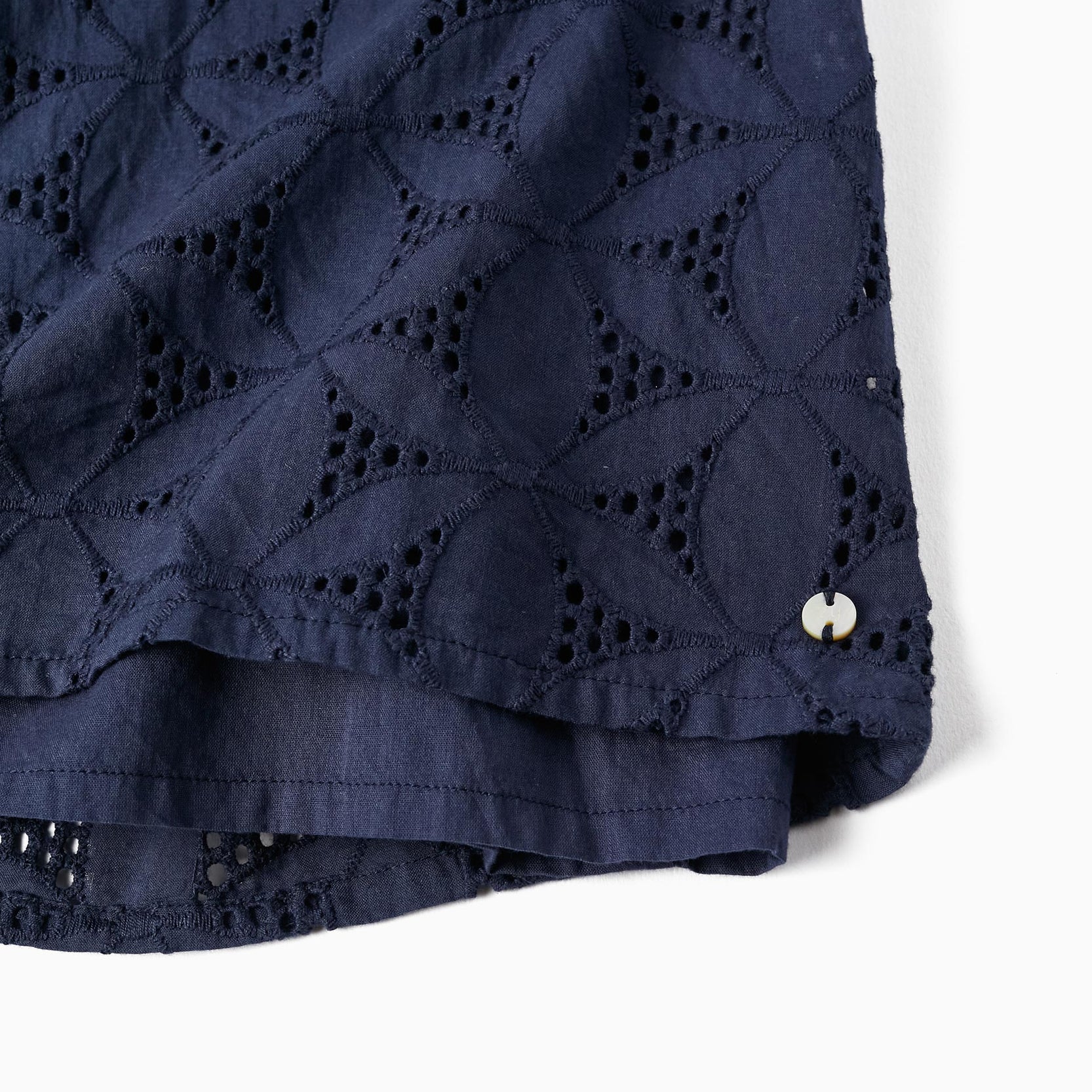 Short Sleeve Dress with Embroidery for Girls, Dark Blue