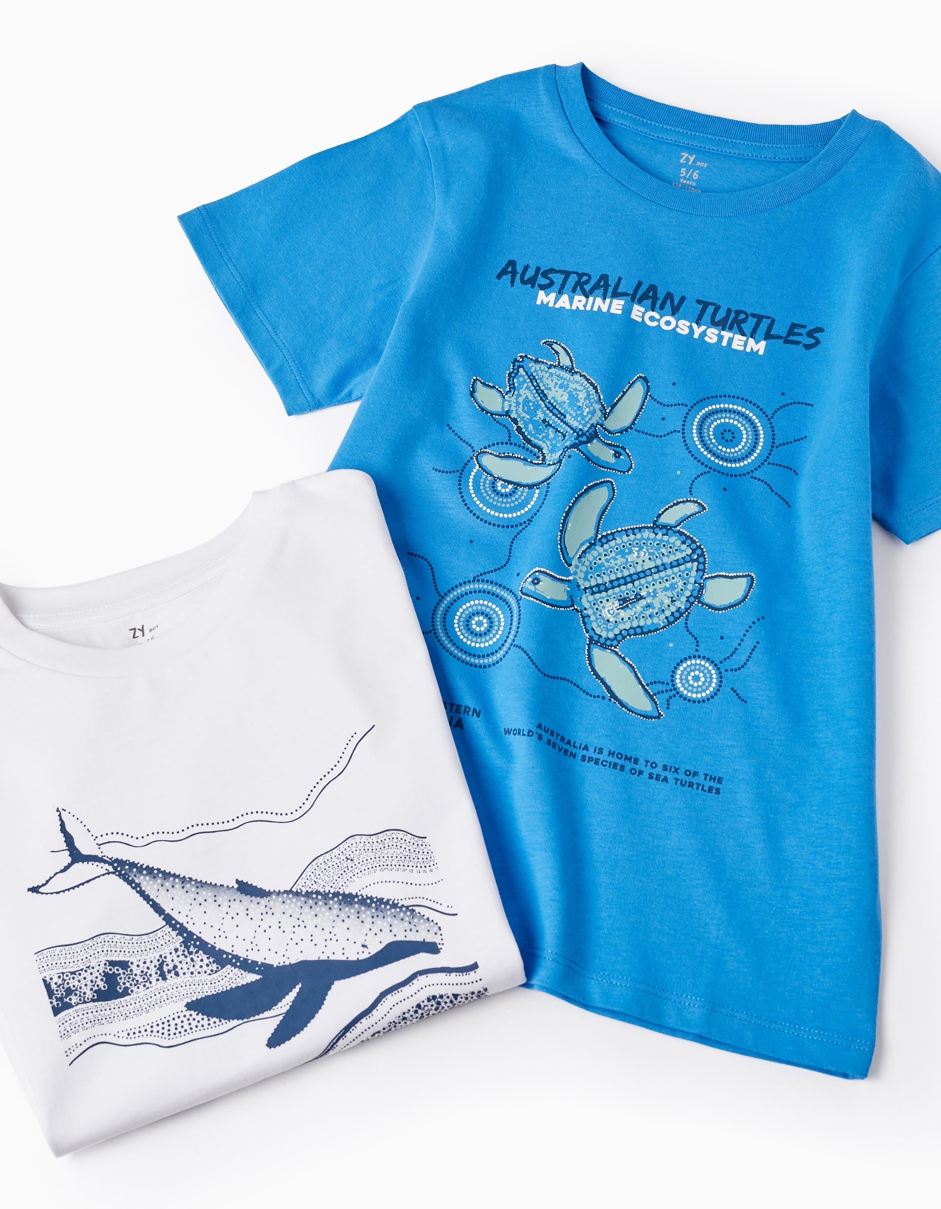 2 Cotton T-shirts for Boys 'Australia', White/Blue