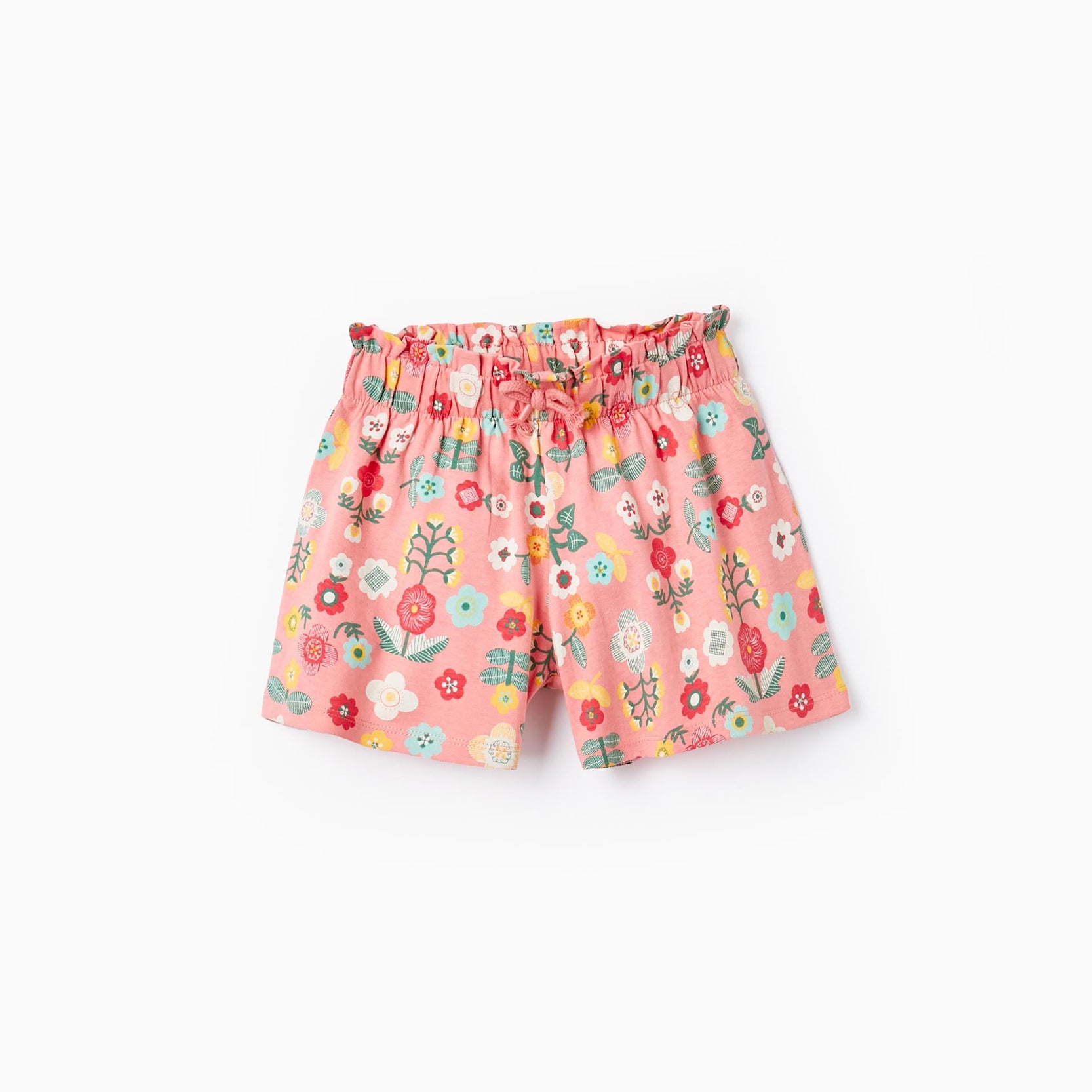 Cotton Shorts with Floral Print for Girls, Pink