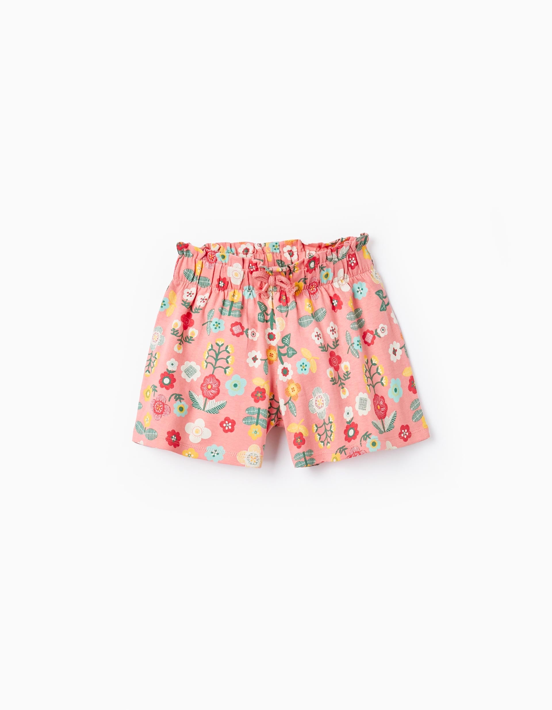 Cotton Shorts with Floral Print for Girls, Pink
