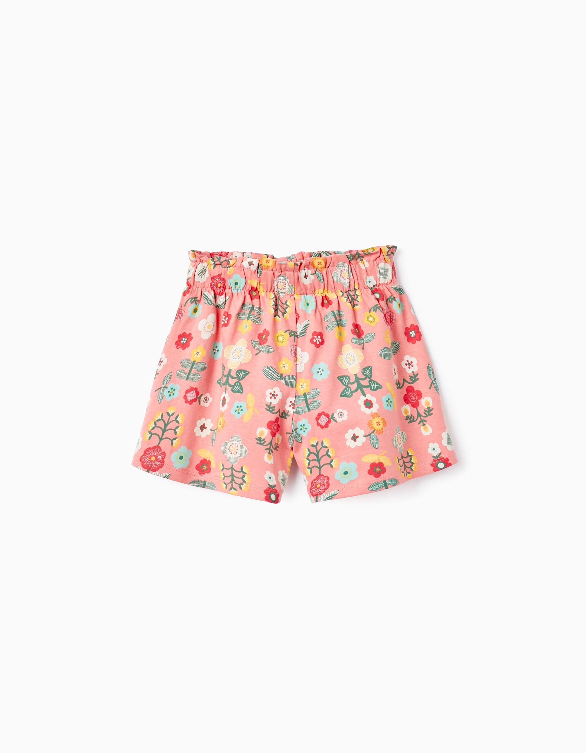 Cotton Shorts with Floral Print for Girls, Pink