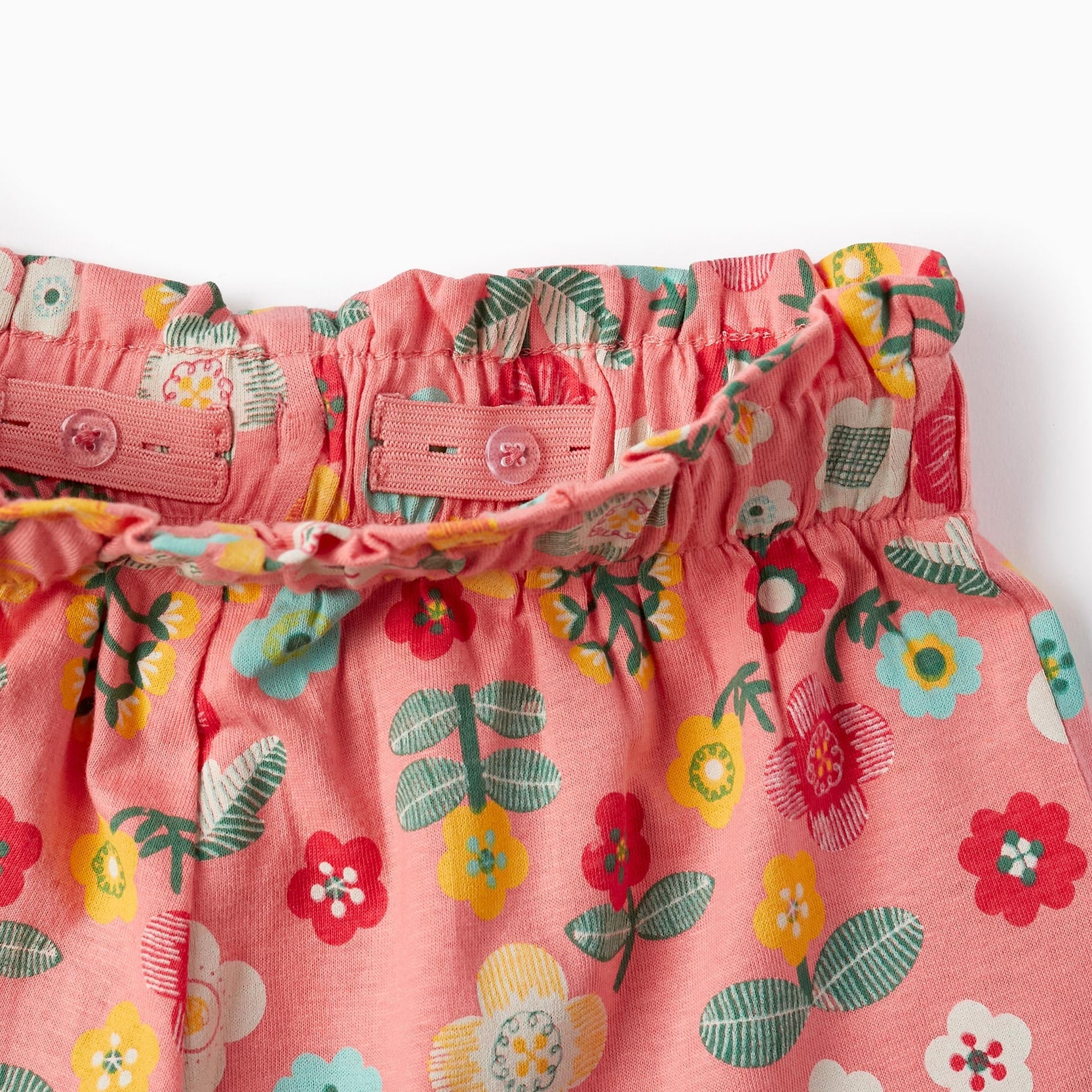 Cotton Shorts with Floral Print for Girls, Pink