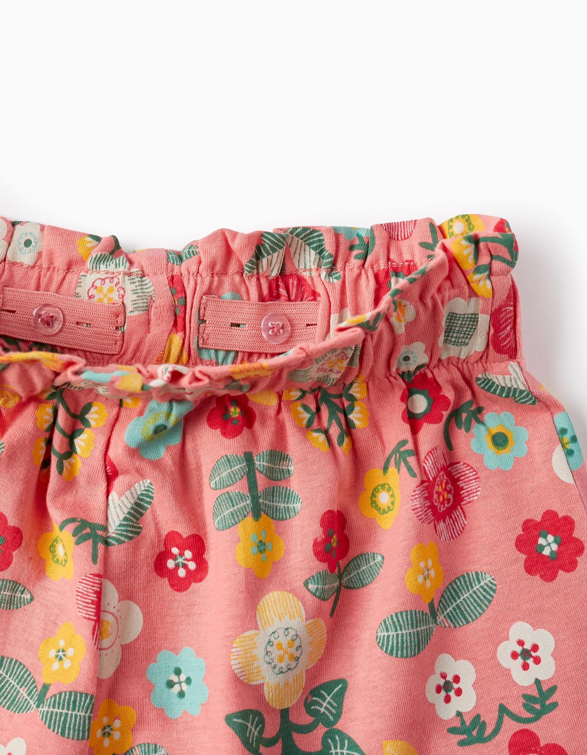 Cotton Shorts with Floral Print for Girls, Pink