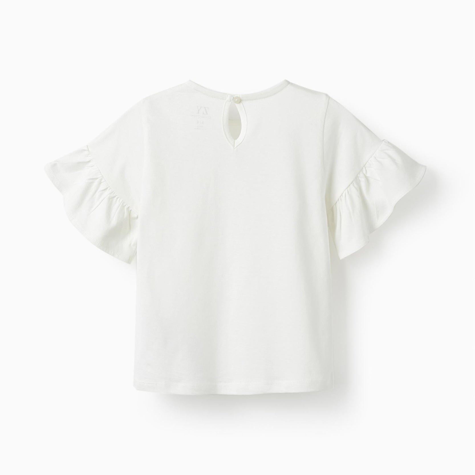 Short Sleeve T-Shirt with Embroidered Pocket for Girls, White