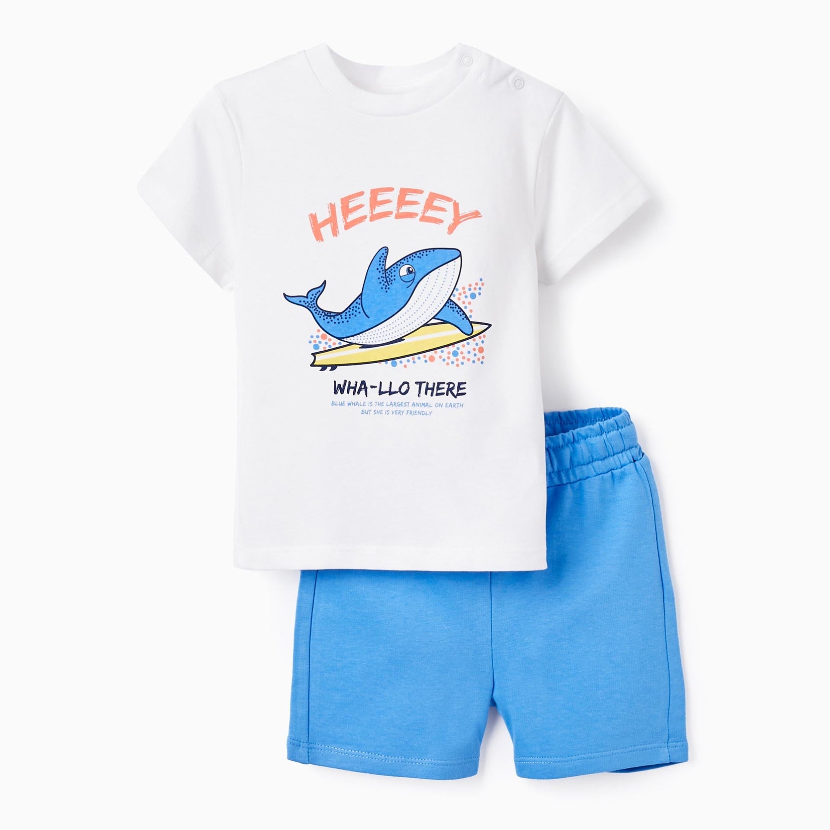 T-shirt + Shorts for Baby Boys 'Blue Whale', White/Blue