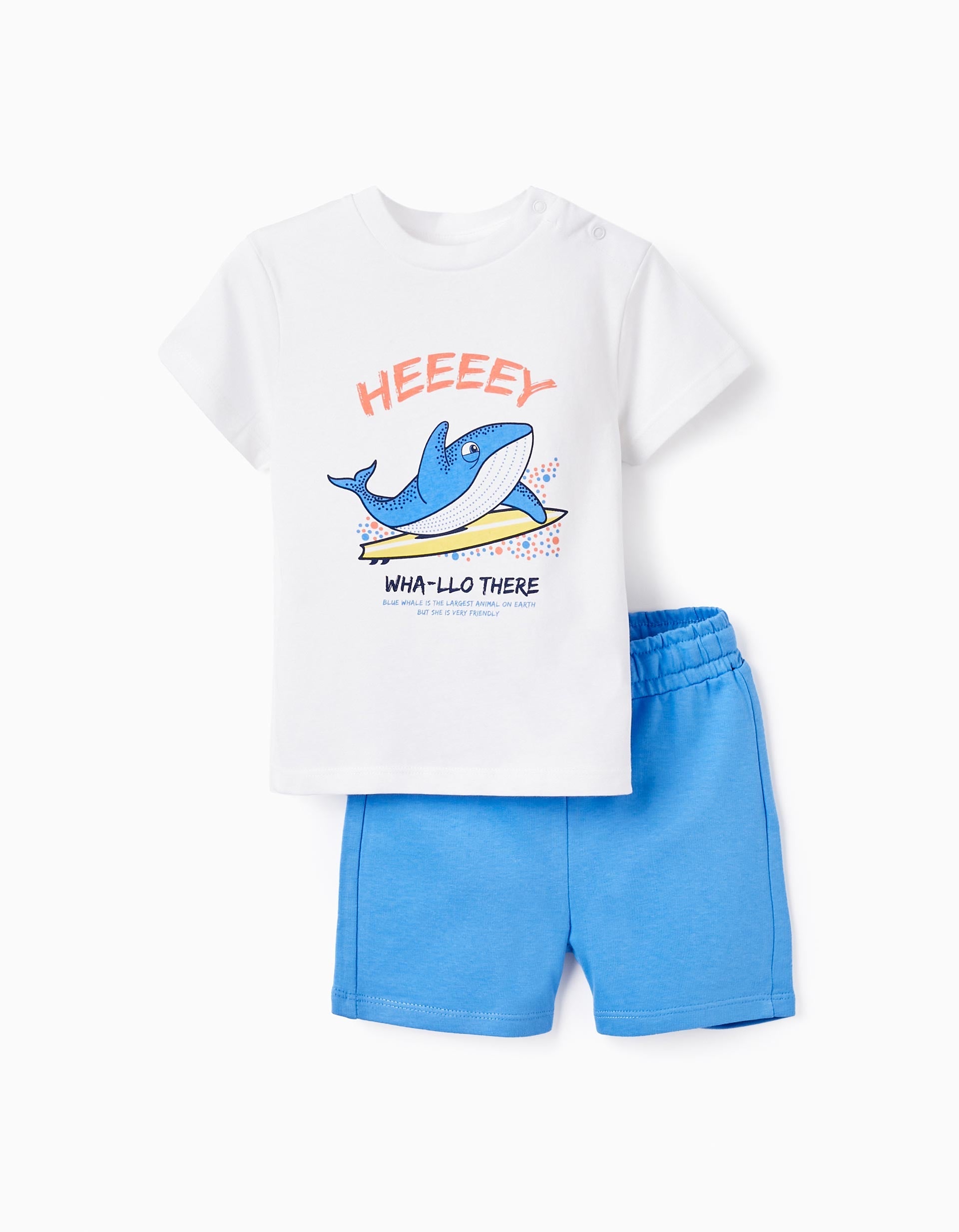 T-shirt + Shorts for Baby Boys 'Blue Whale', White/Blue