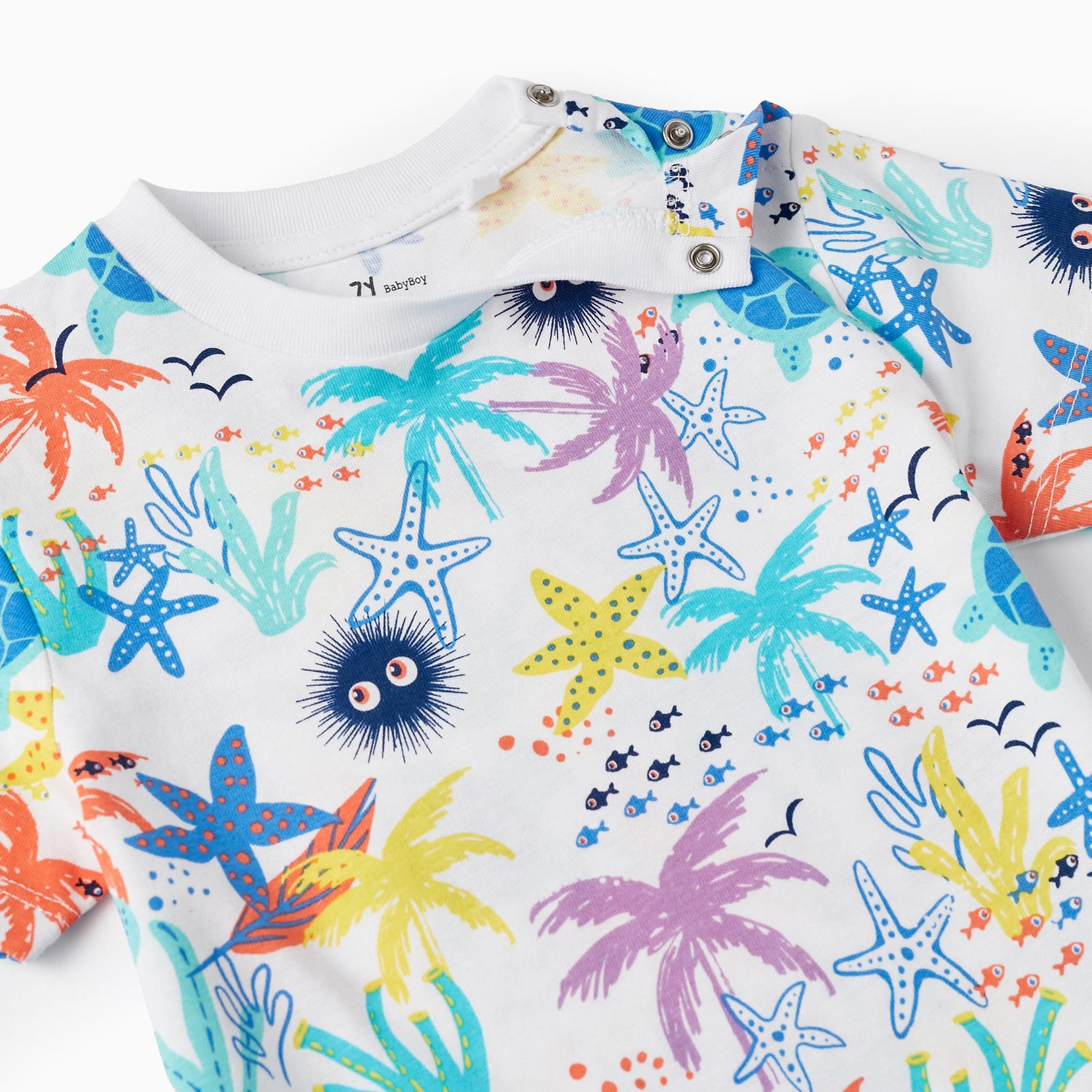 Cotton T-shirt with Pattern for Baby Boys 'Sea & Palm Trees', Multicolour
