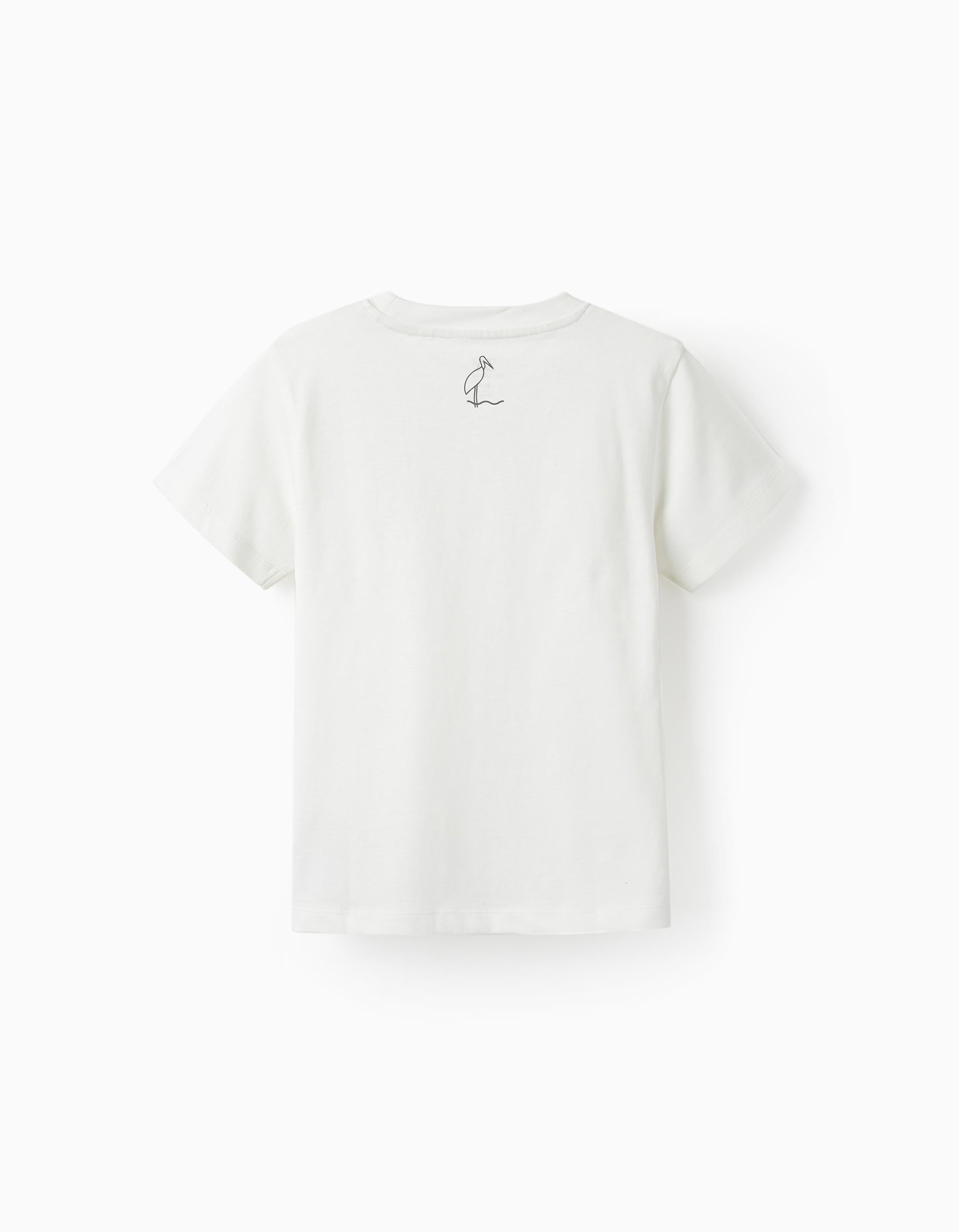 Cotton T-Shirt for Boys 'Stork Watch Crew', White