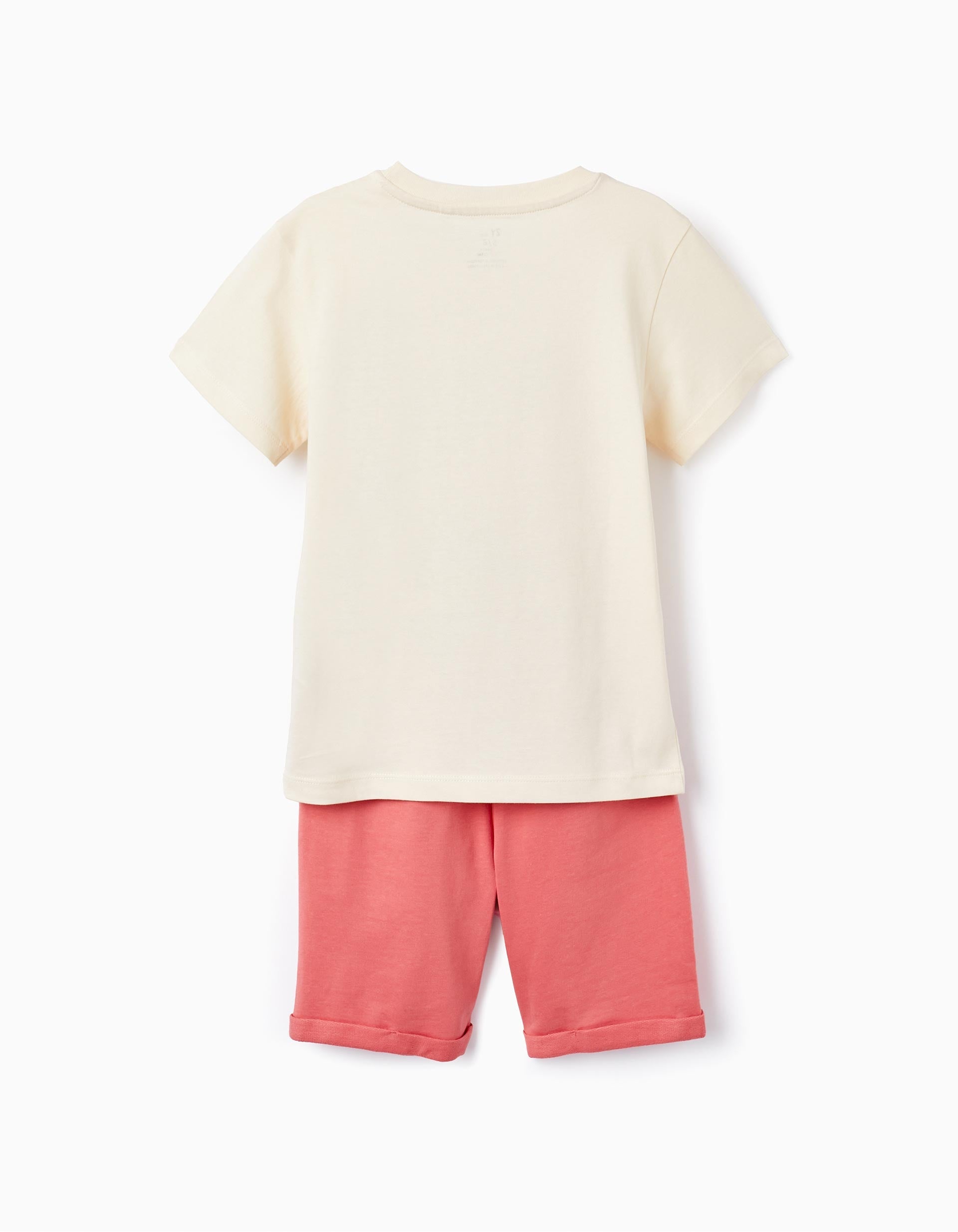 T-shirt + Shorts for Boys 'The Cuban Spirit', Beige/Coral