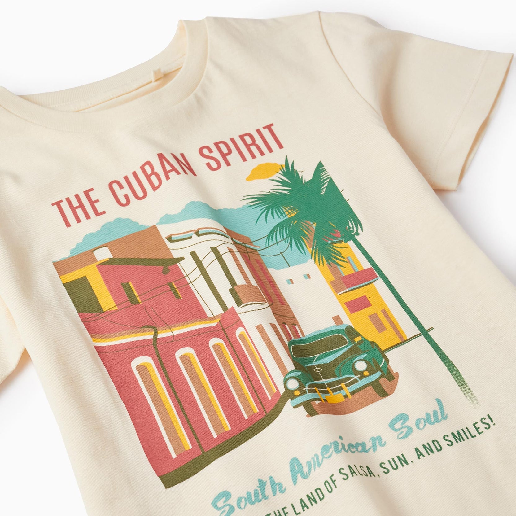 T-shirt + Shorts for Boys 'The Cuban Spirit', Beige/Coral