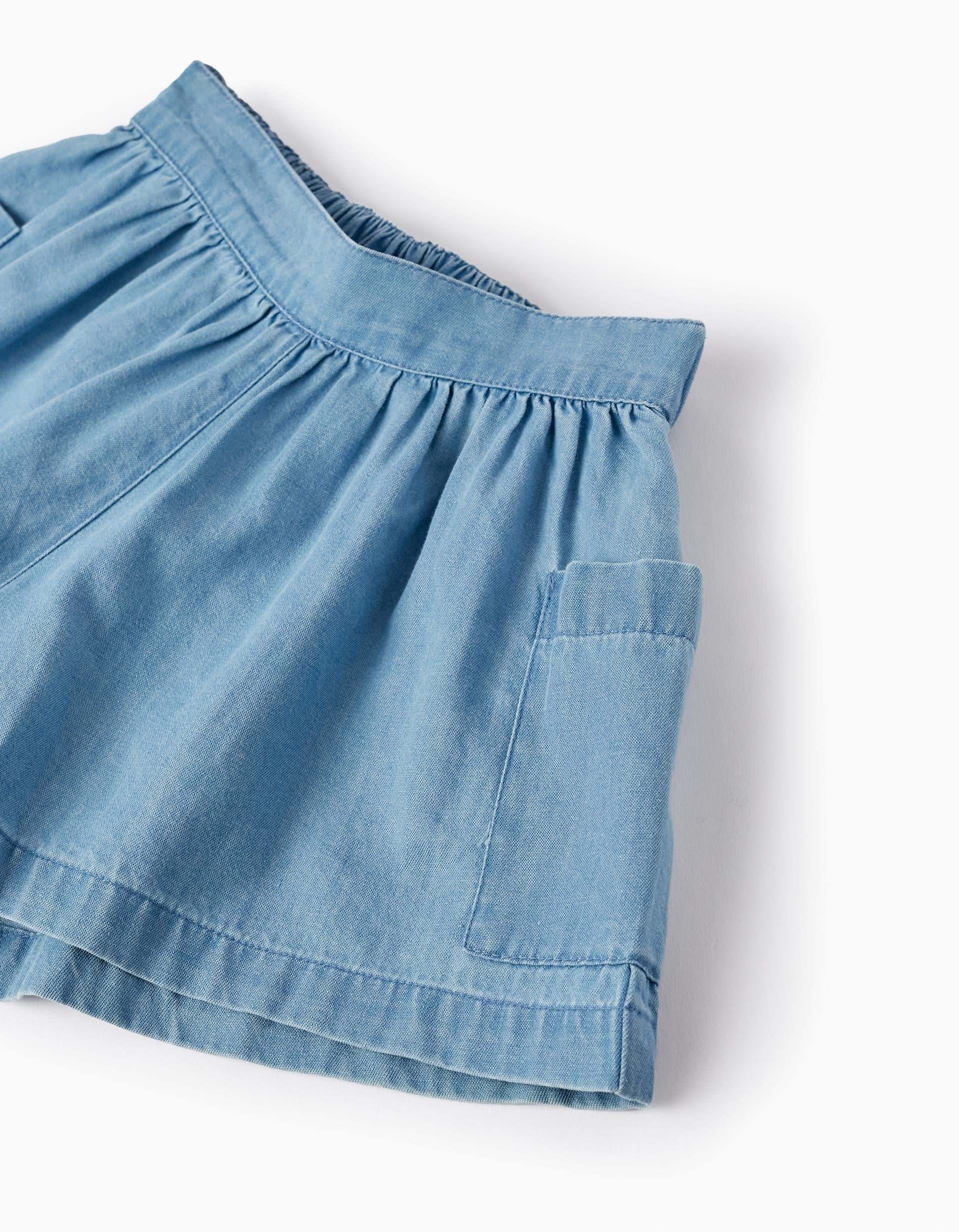 Denim Cotton Shorts for Baby Girls, Blue