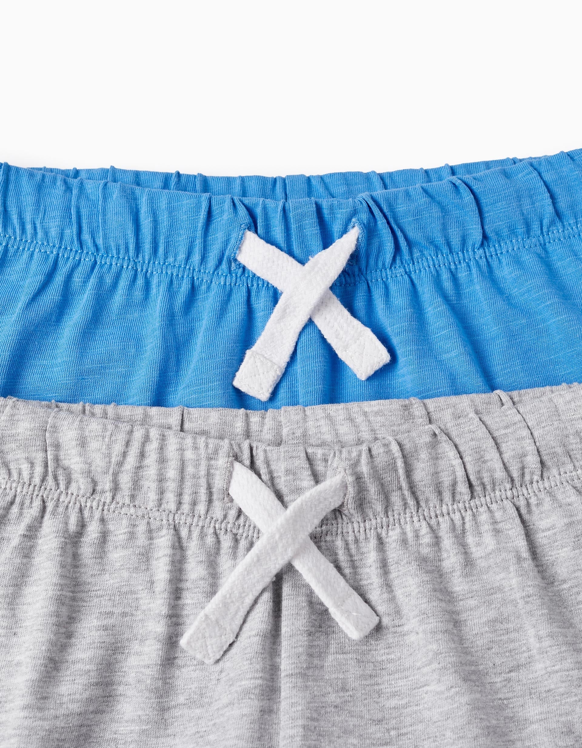 2 Cotton Sport Shorts for Baby Boys, Grey/Blue