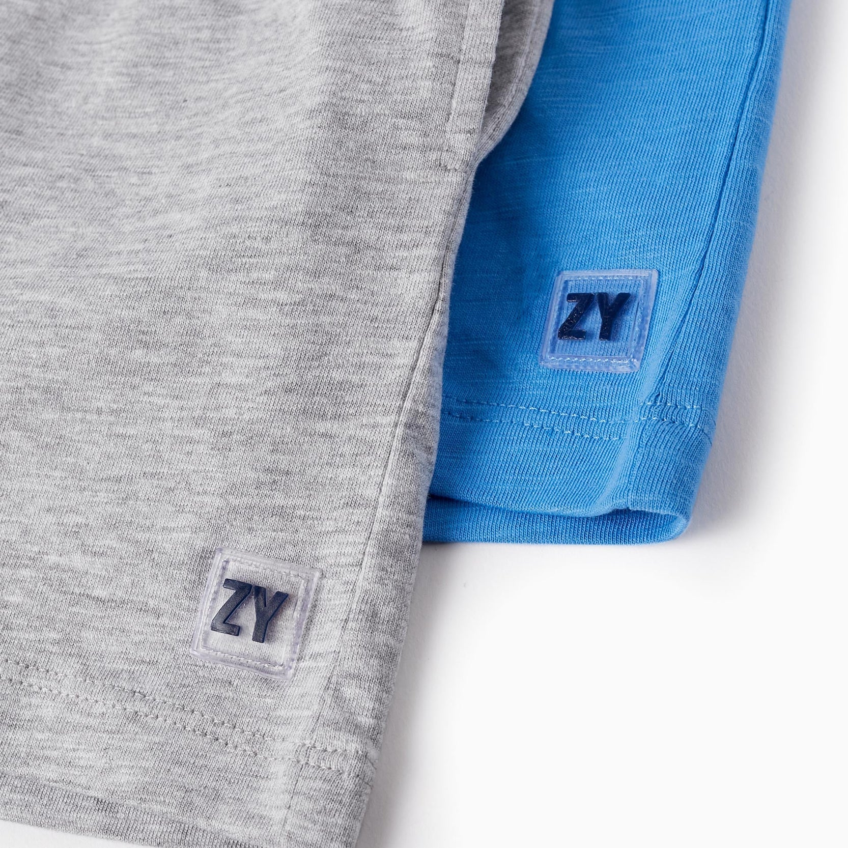 2 Cotton Sport Shorts for Baby Boys, Grey/Blue