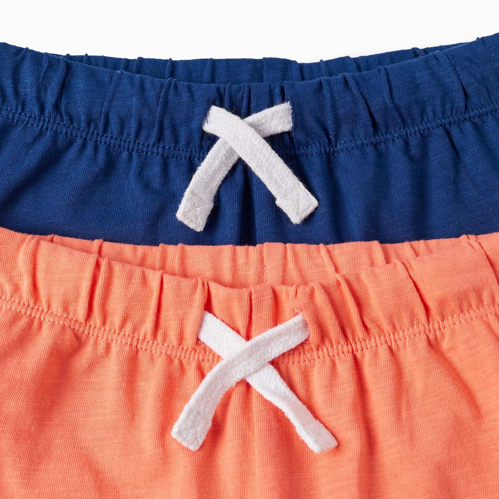 2 Cotton Sport Shorts for Baby Boys, Coral/Dark Blue