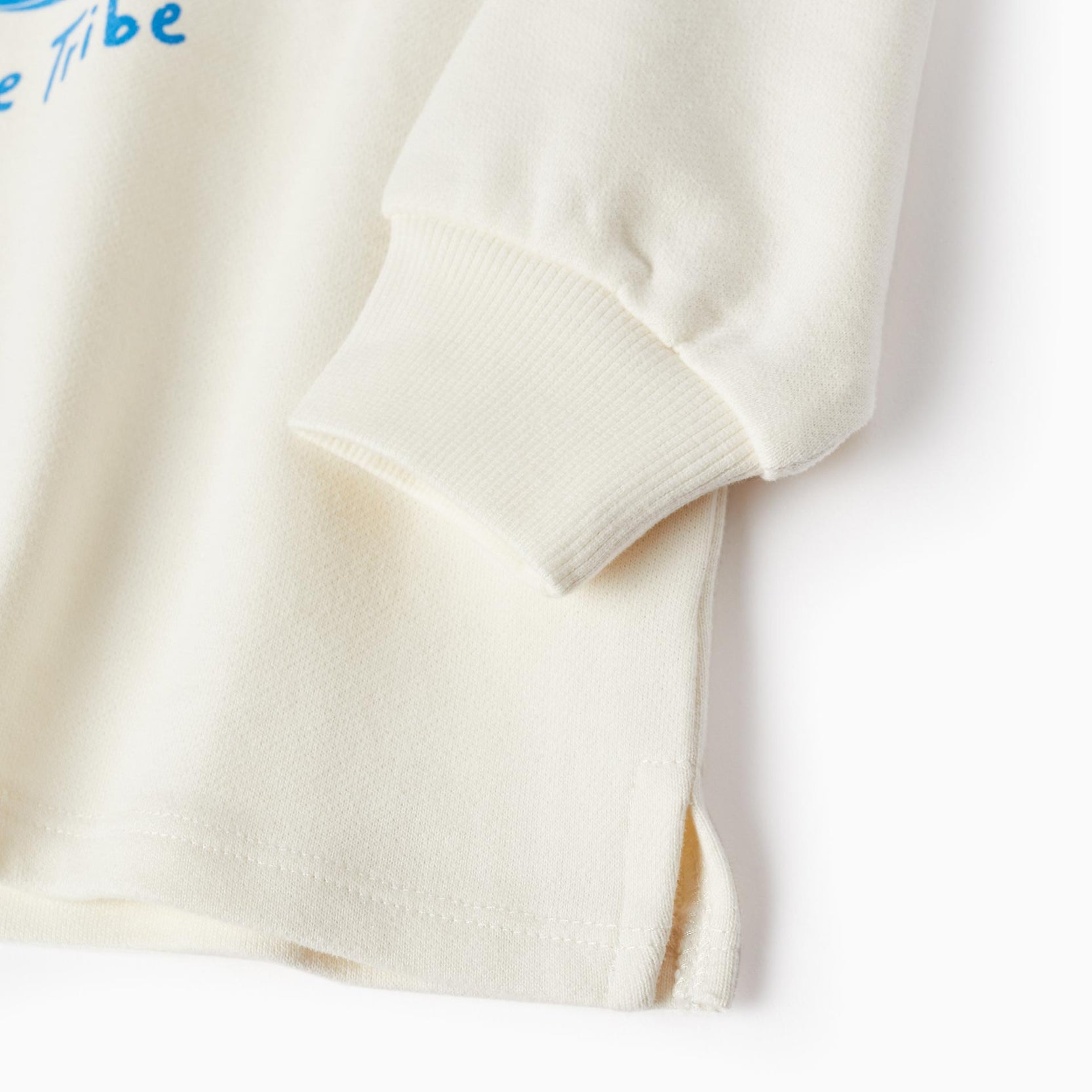 Hooded Cotton Jumper for Girls 'Wave Tribe', White