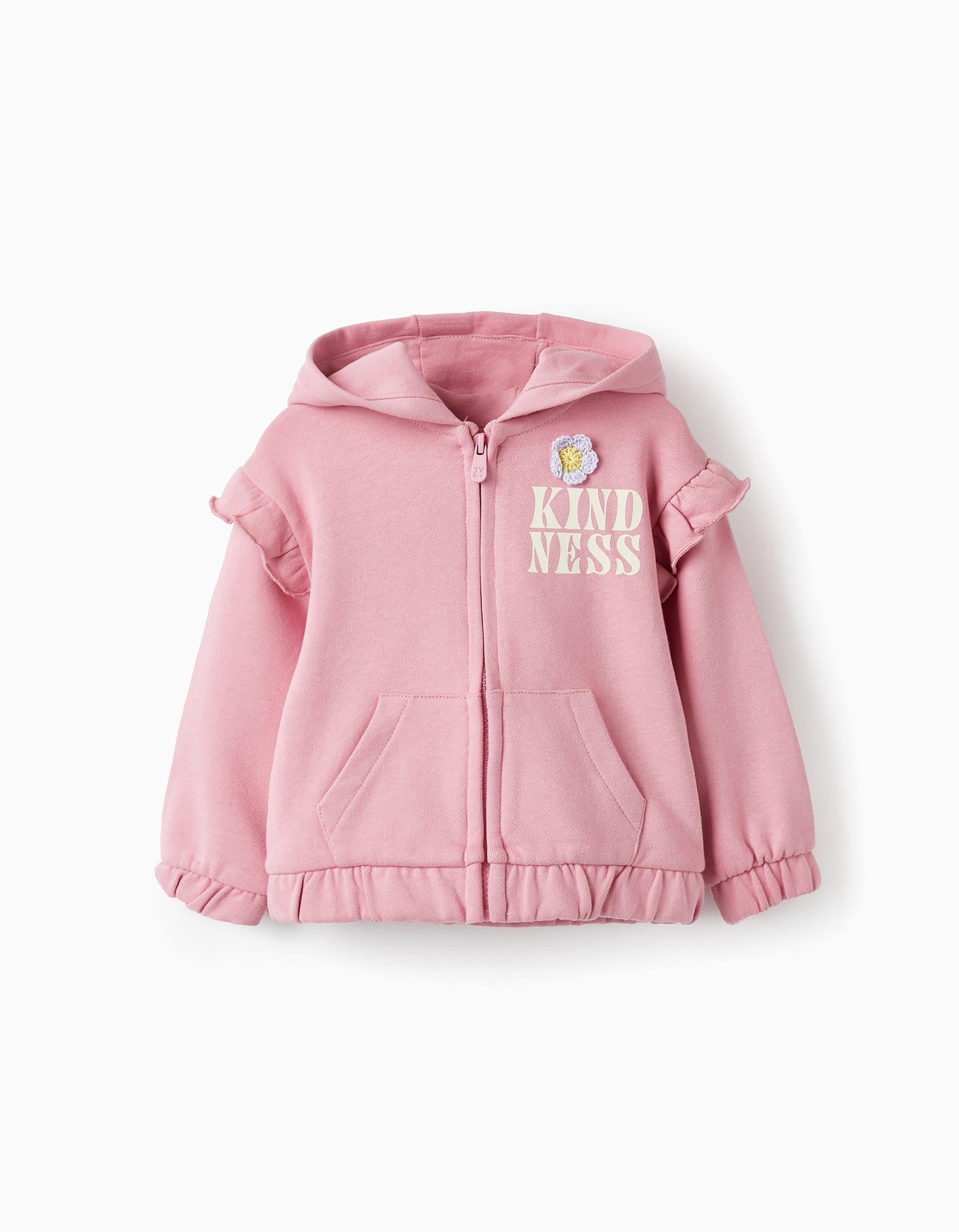 Hooded Jacket with Ruffles for Baby Girls 'Kindness', Pink