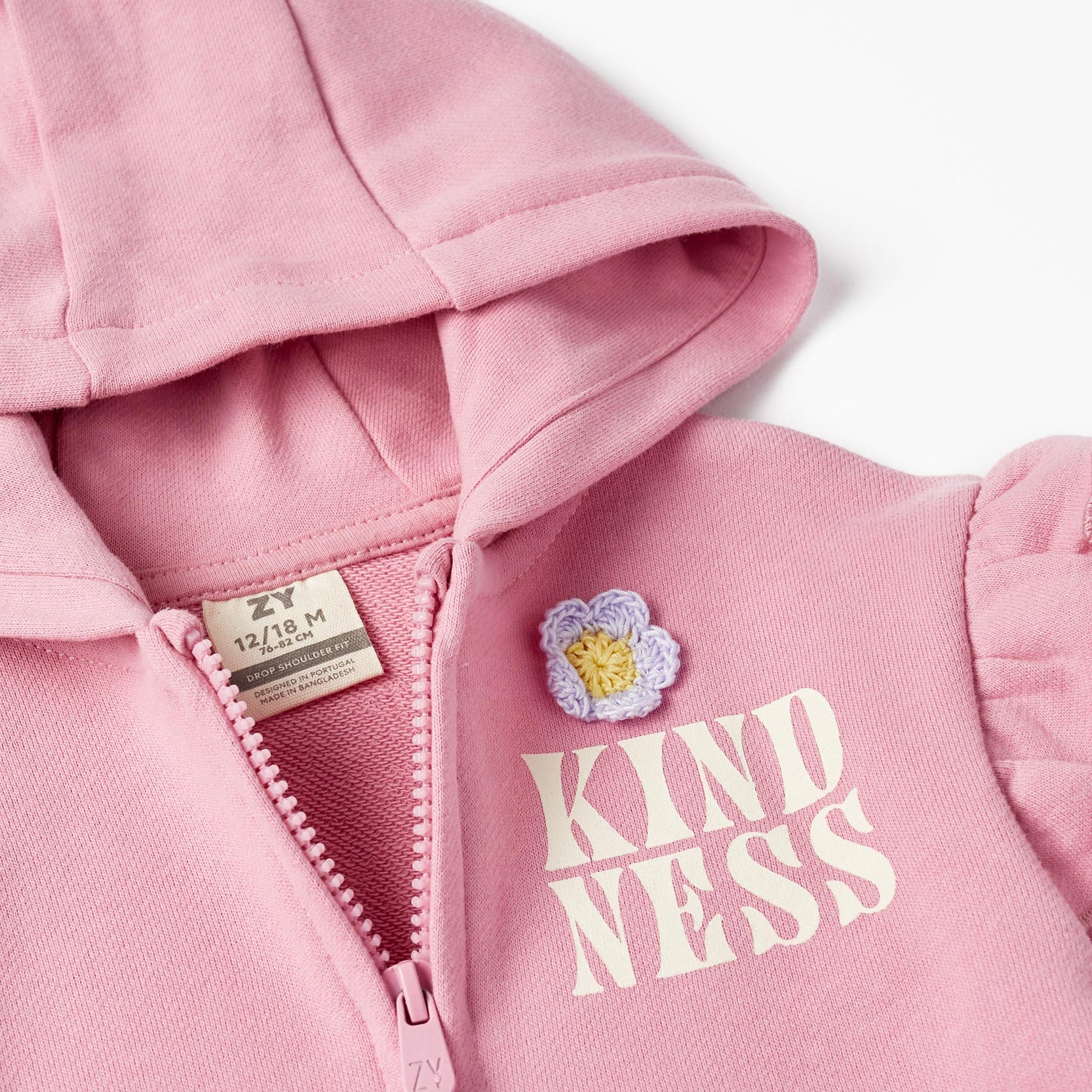 Hooded Jacket with Ruffles for Baby Girls 'Kindness', Pink