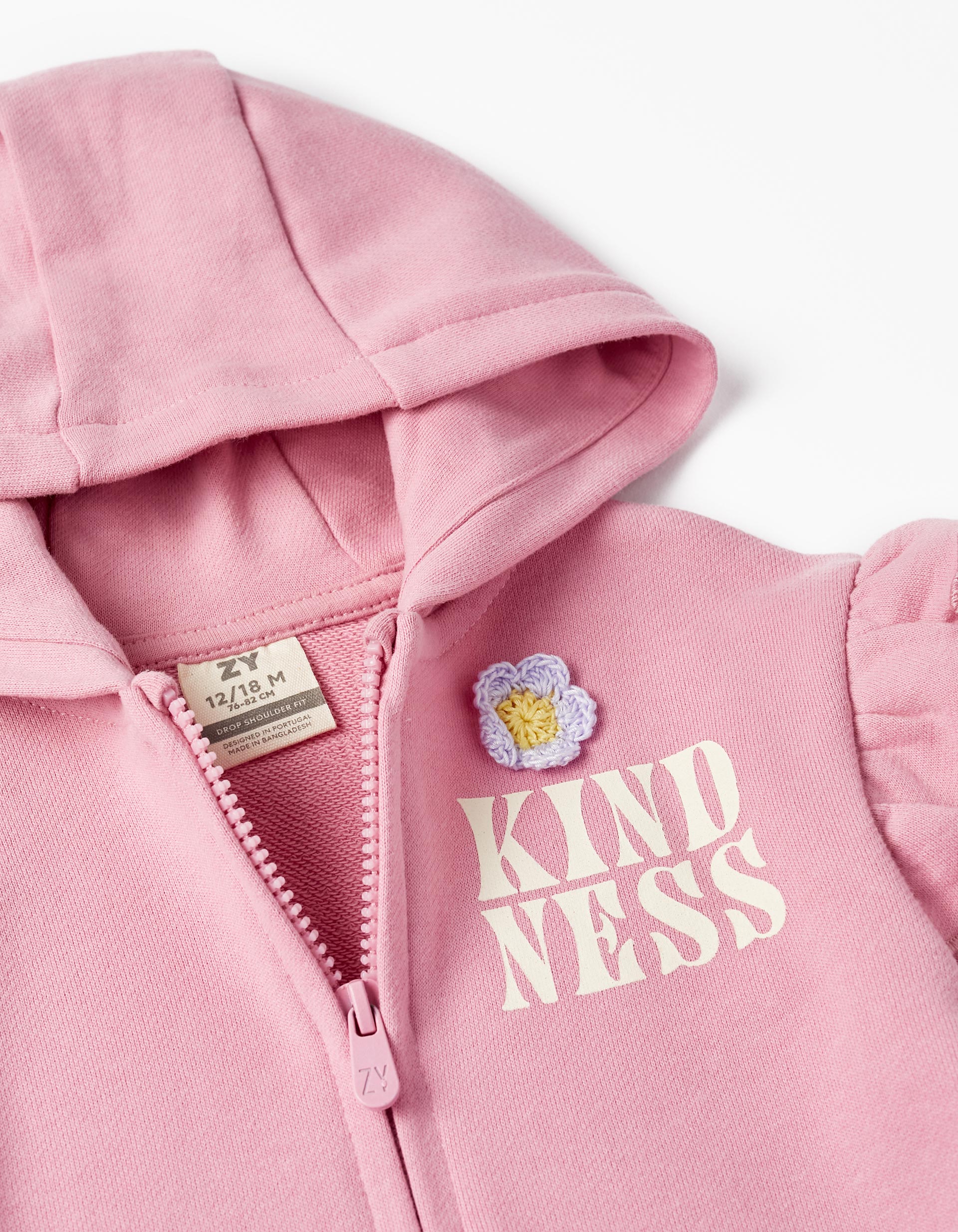 Hooded Jacket with Ruffles for Baby Girls 'Kindness', Pink