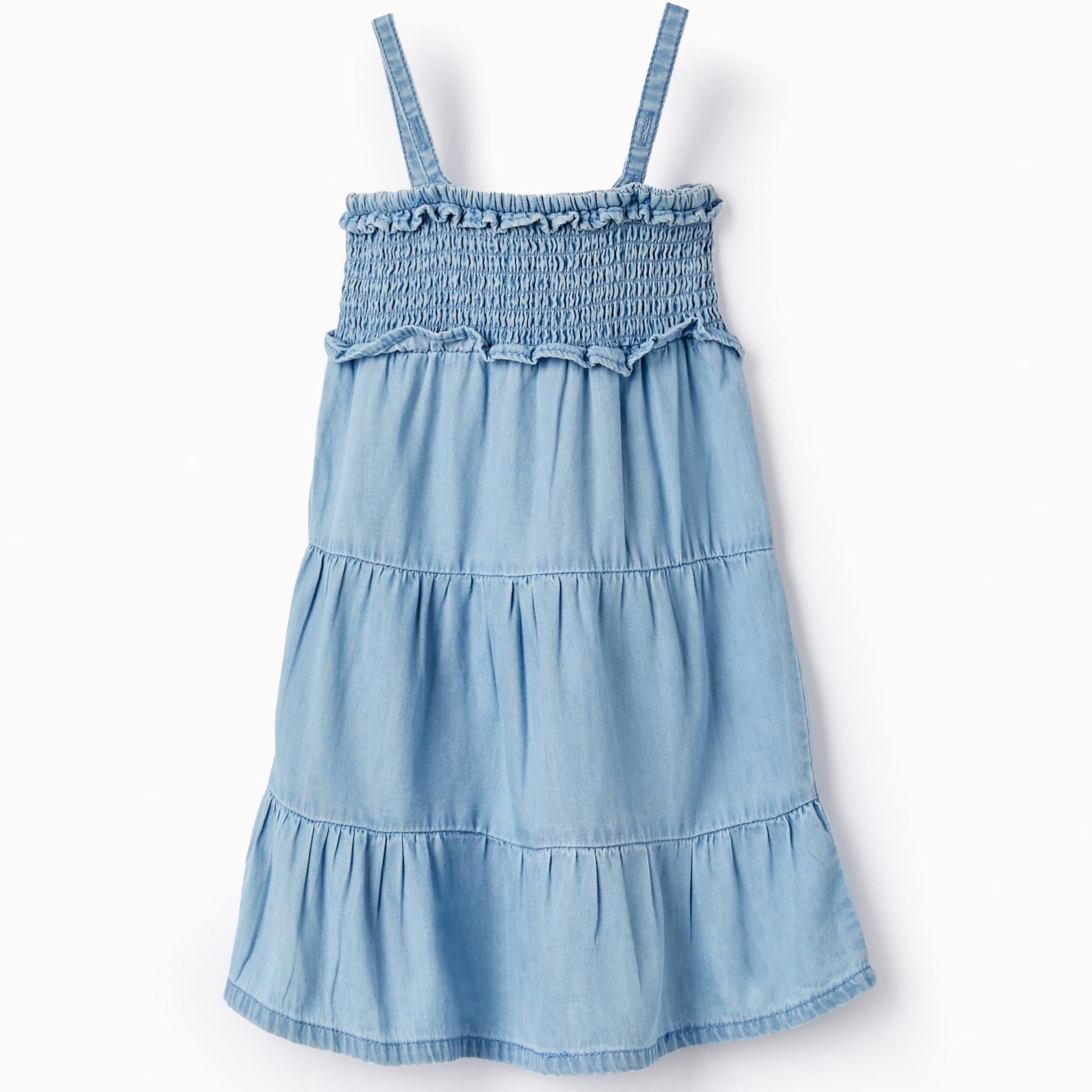 Denim Strappy Dress for Baby Girls, Blue