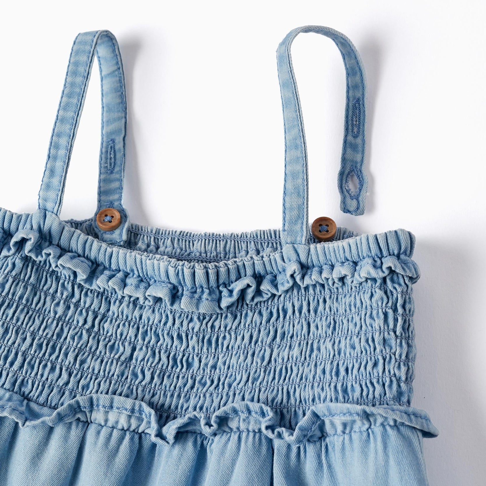 Denim Strappy Dress for Baby Girls, Blue