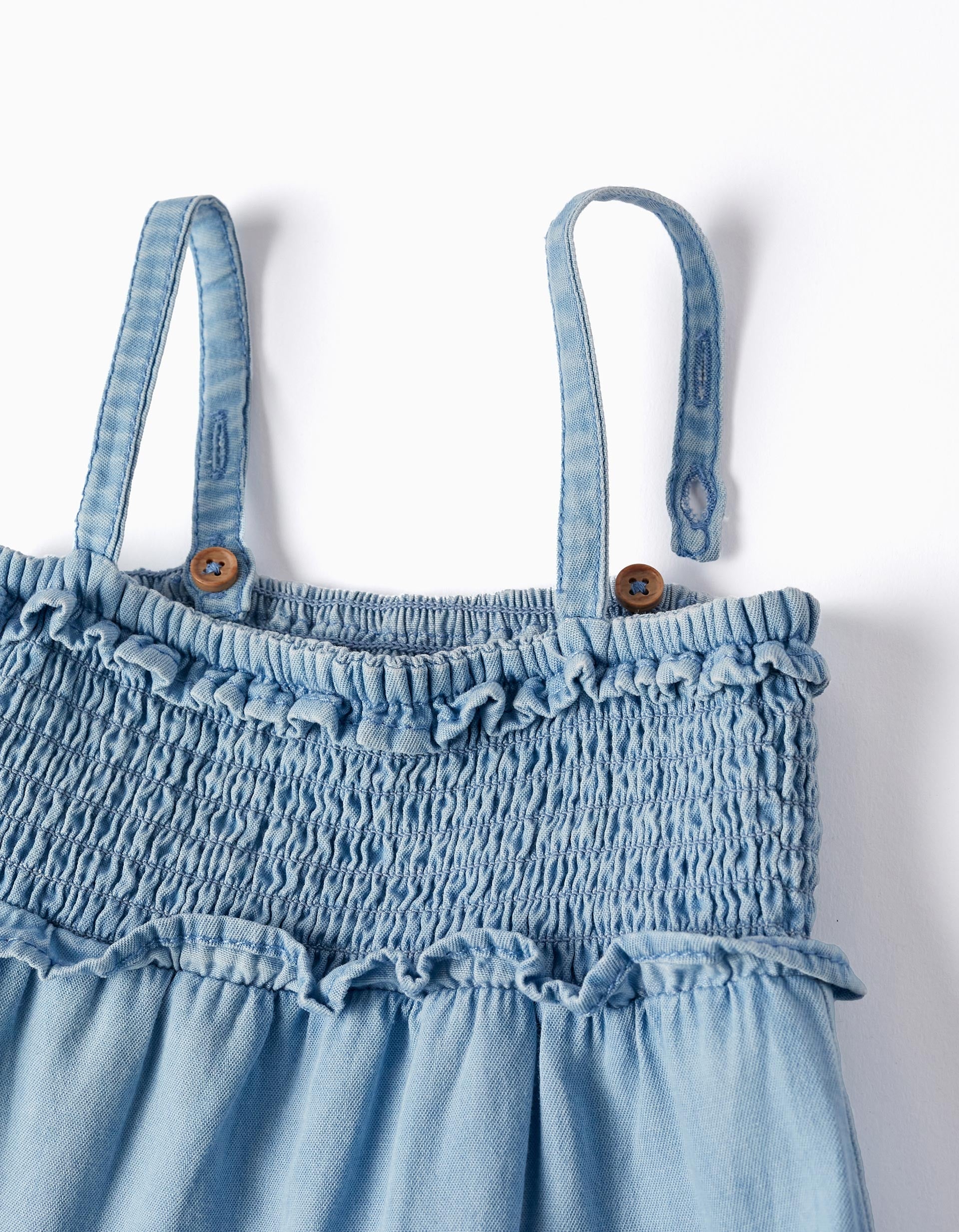 Denim Strappy Dress for Baby Girls, Blue