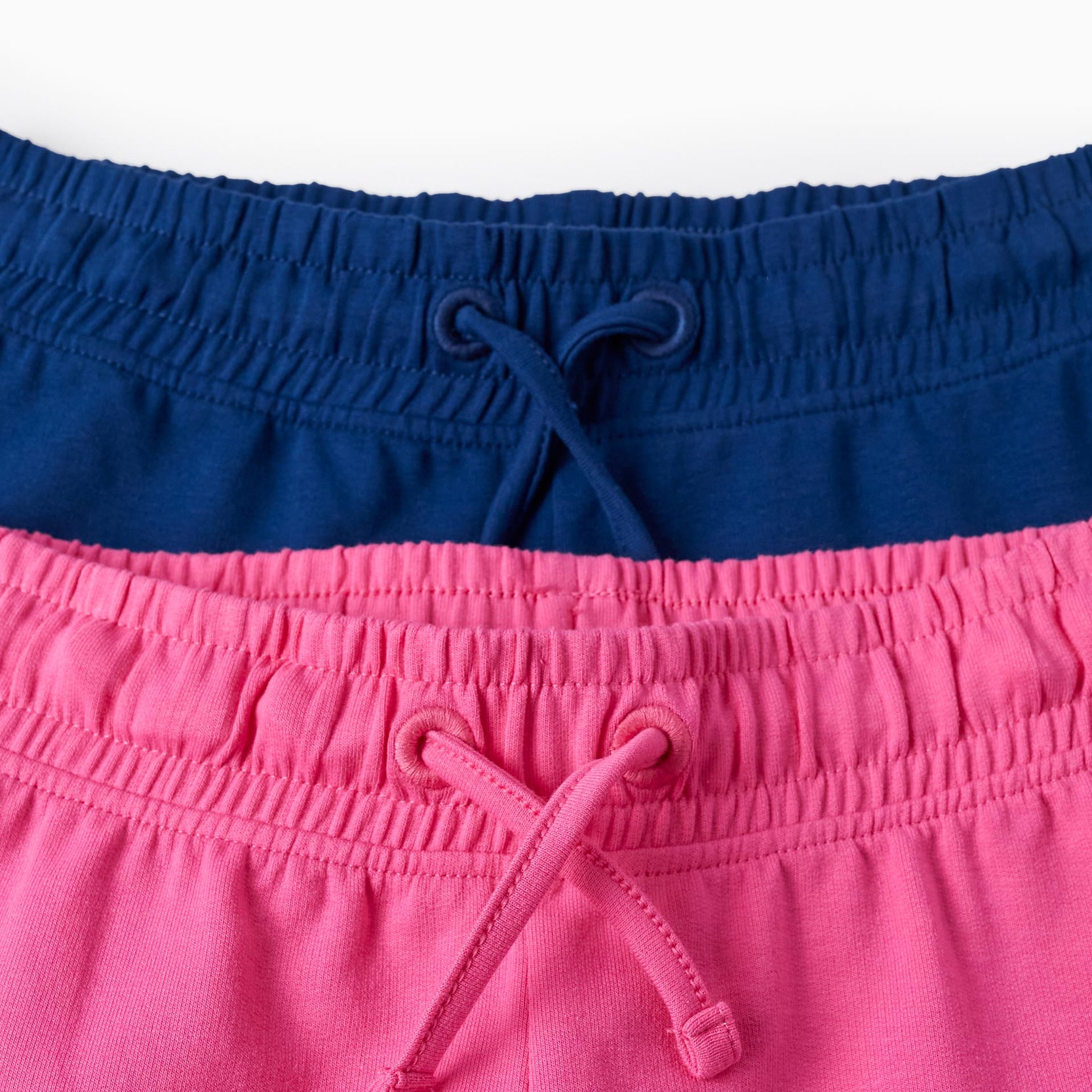 2 Cotton Shorts for Girls, Pink/Dark Blue