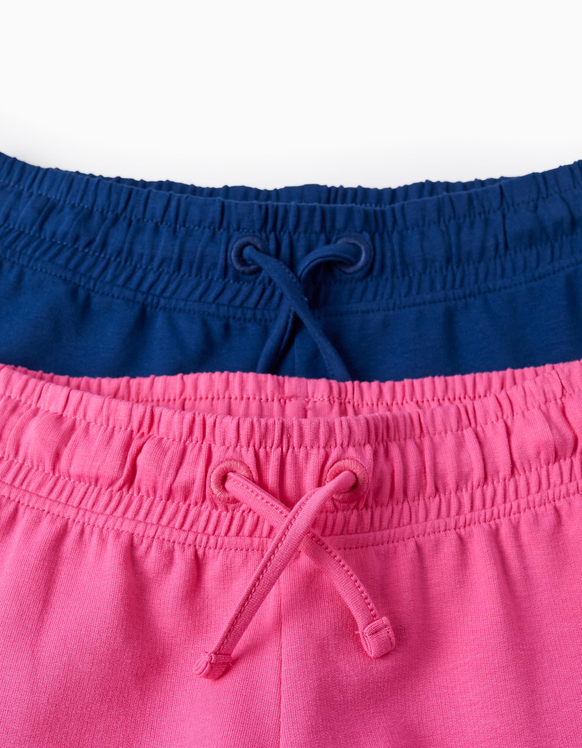 2 Cotton Shorts for Girls, Pink/Dark Blue