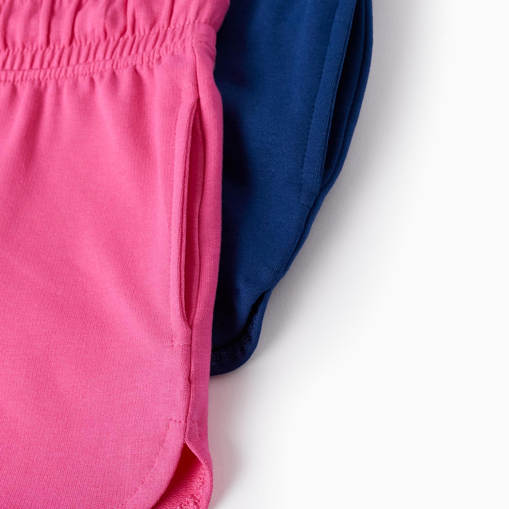2 Cotton Shorts for Girls, Pink/Dark Blue