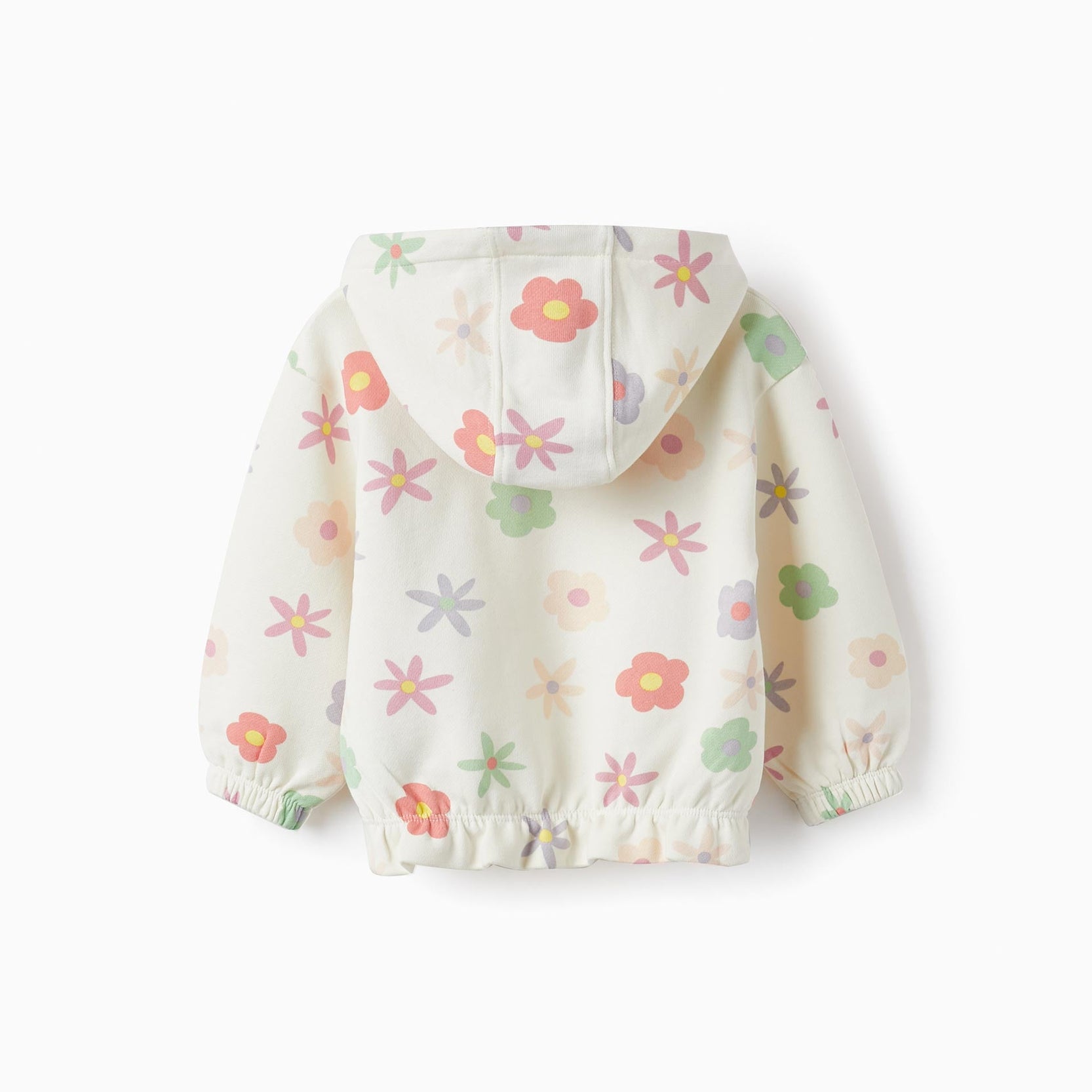 Hooded Jumper for Baby Girls 'Floral', White
