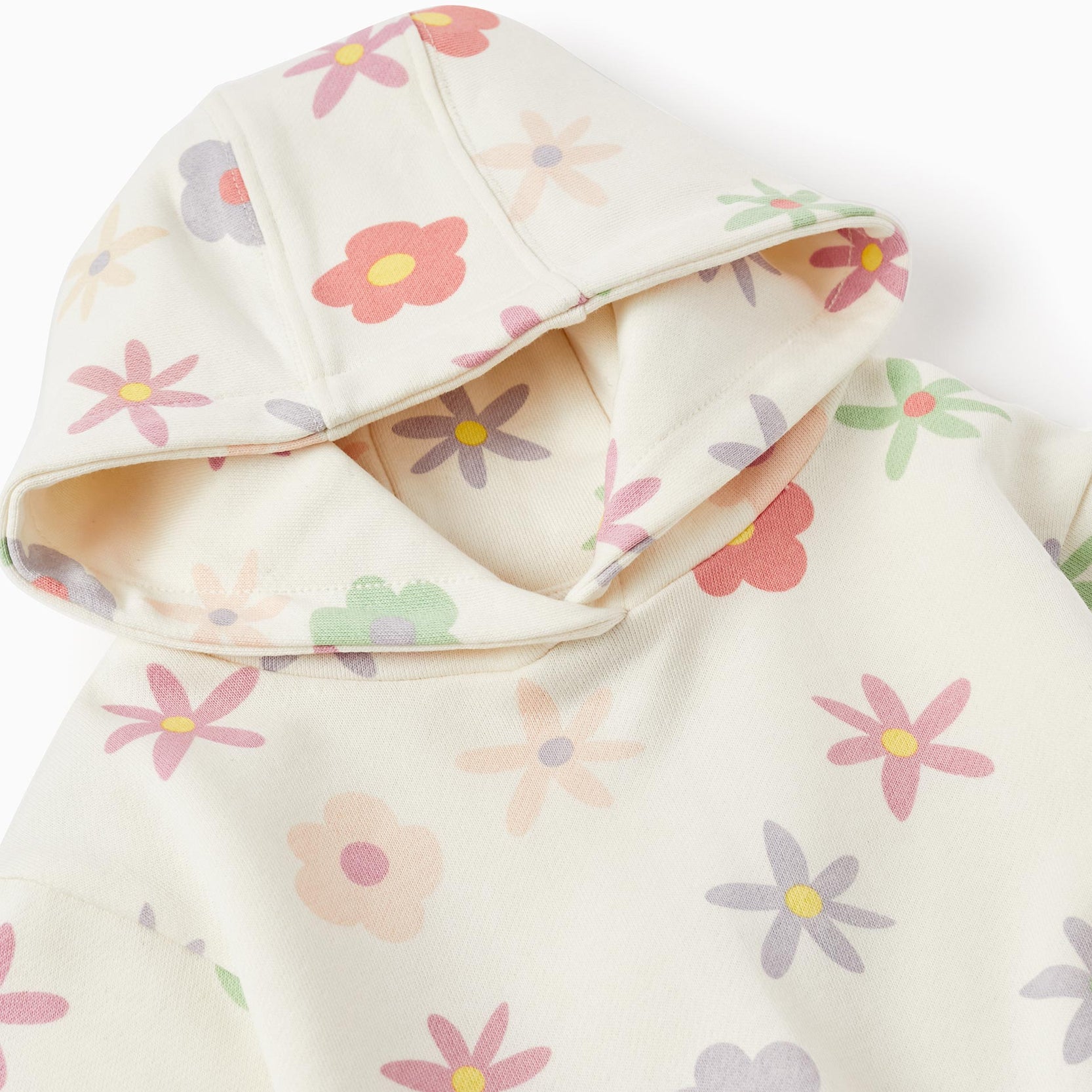 Hooded Jumper for Baby Girls 'Floral', White
