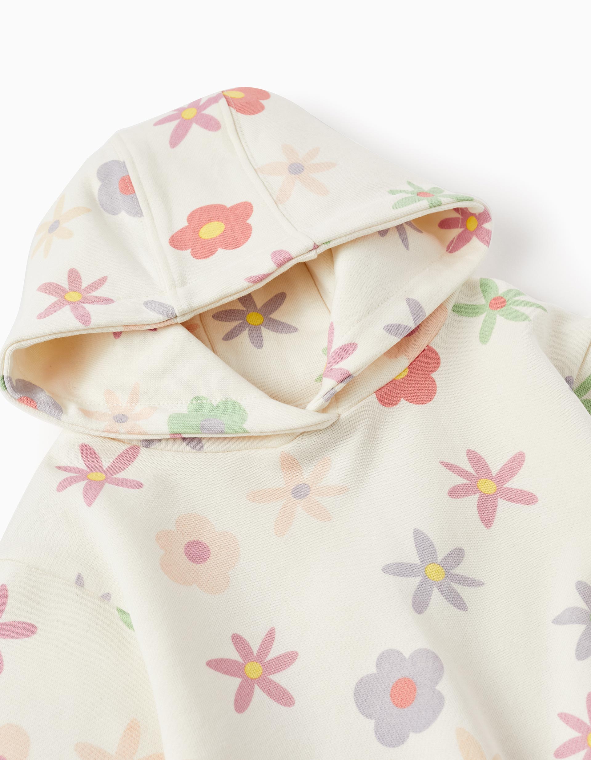 Hooded Jumper for Baby Girls 'Floral', White