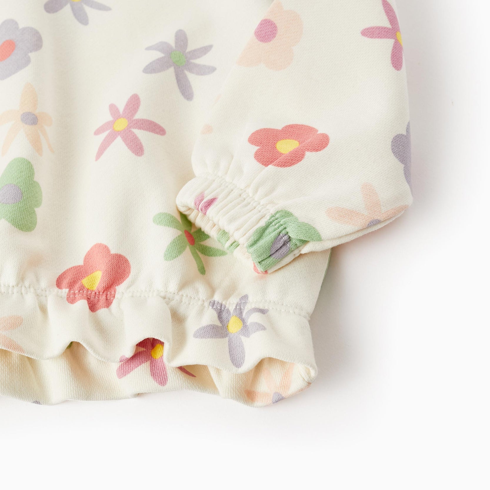 Hooded Jumper for Baby Girls 'Floral', White