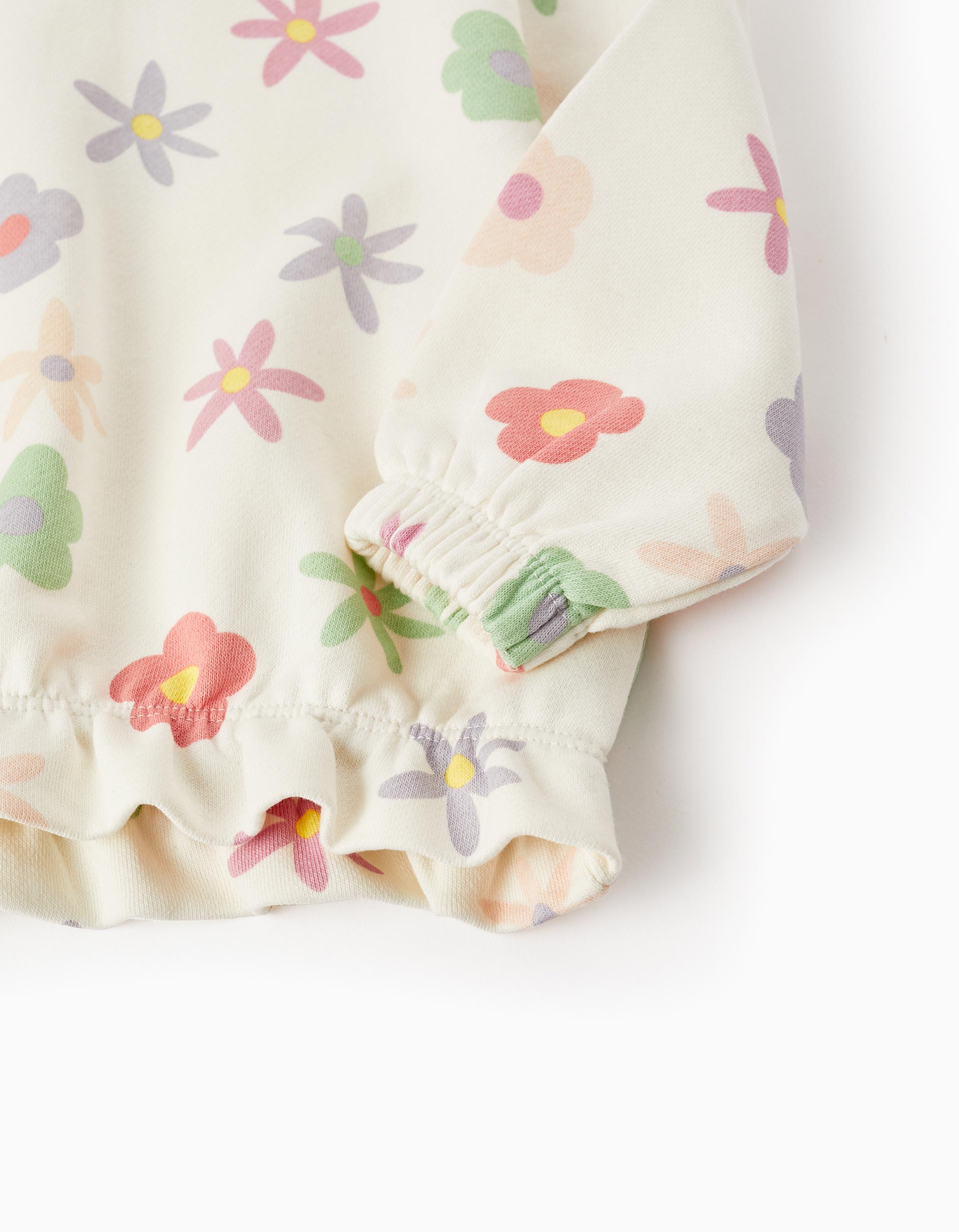 Hooded Jumper for Baby Girls 'Floral', White