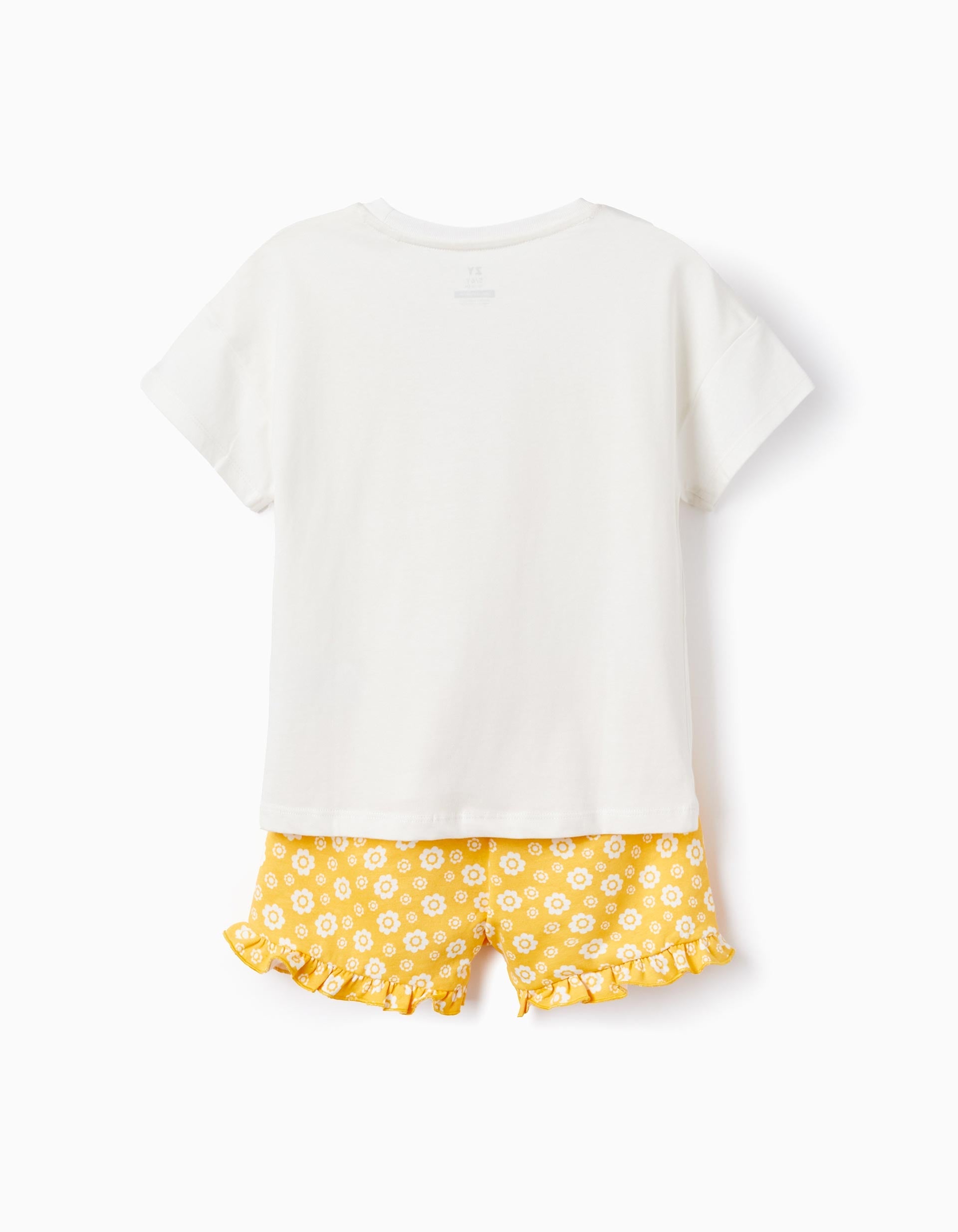 T-shirt + Shorts for Girls 'Buena Vista', White/Yellow