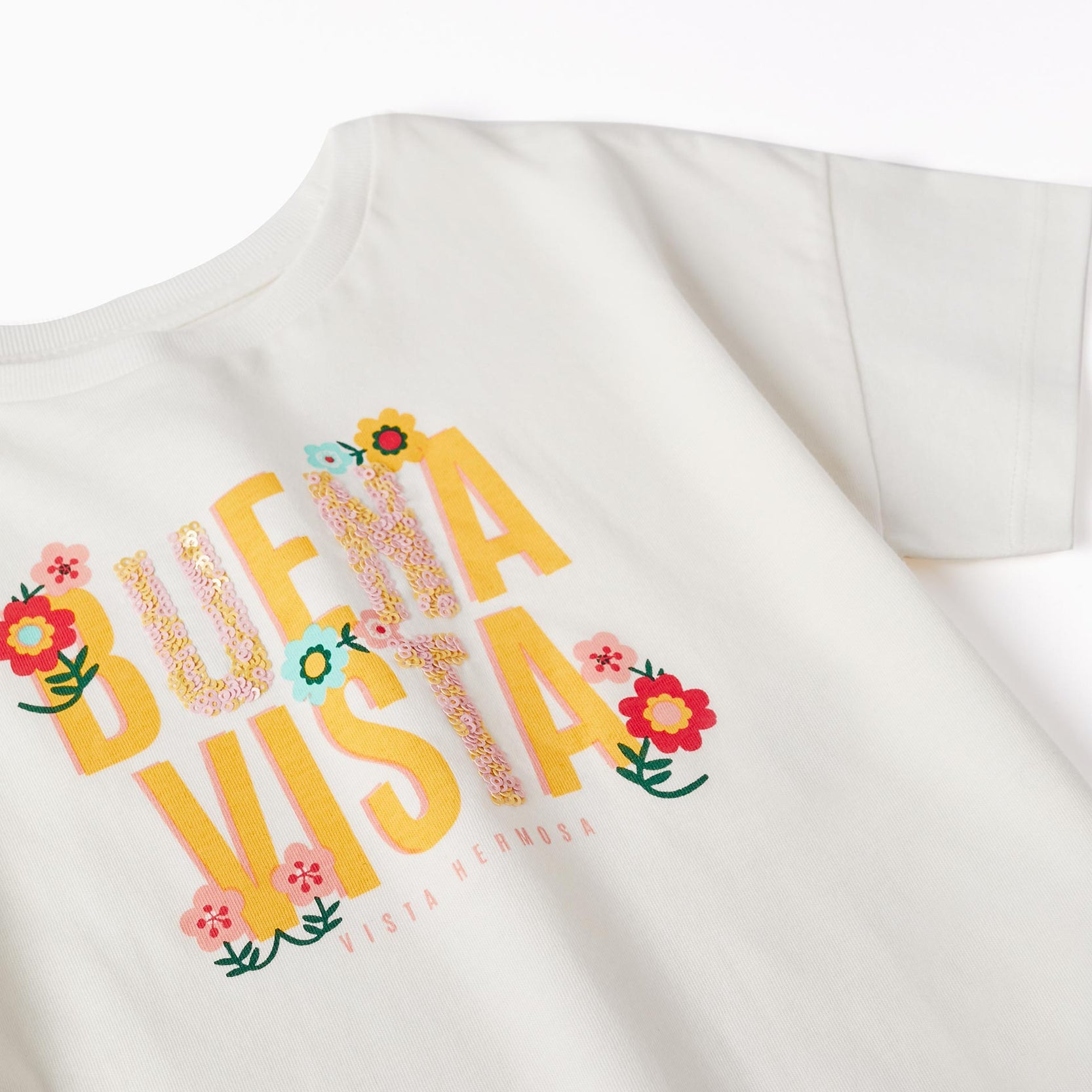 T-shirt + Shorts for Girls 'Buena Vista', White/Yellow