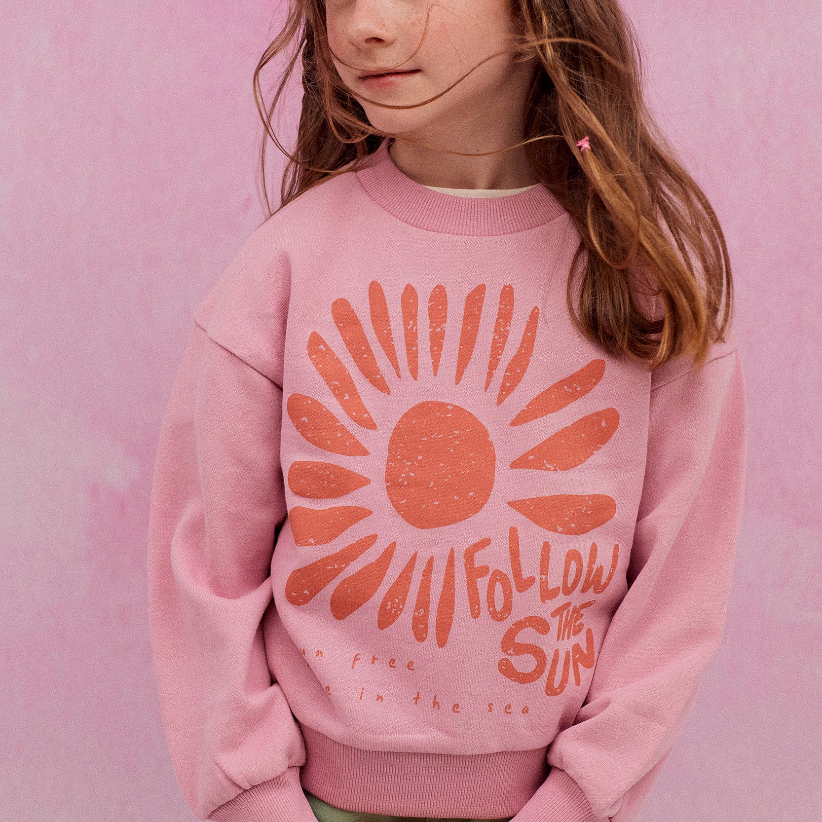 Cotton Jumper for Girls 'Follow the Sun', Pink