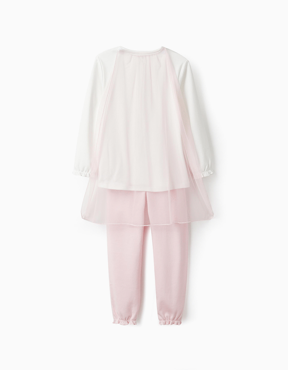 Cotton Interlock Pyjama with Hood for Girls 'Fairy', White/Pink