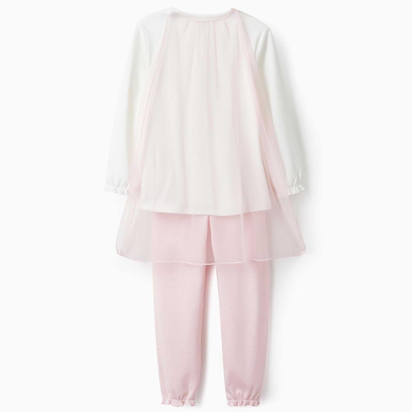 Cotton Interlock Pyjama with Hood for Girls 'Fairy', White/Pink