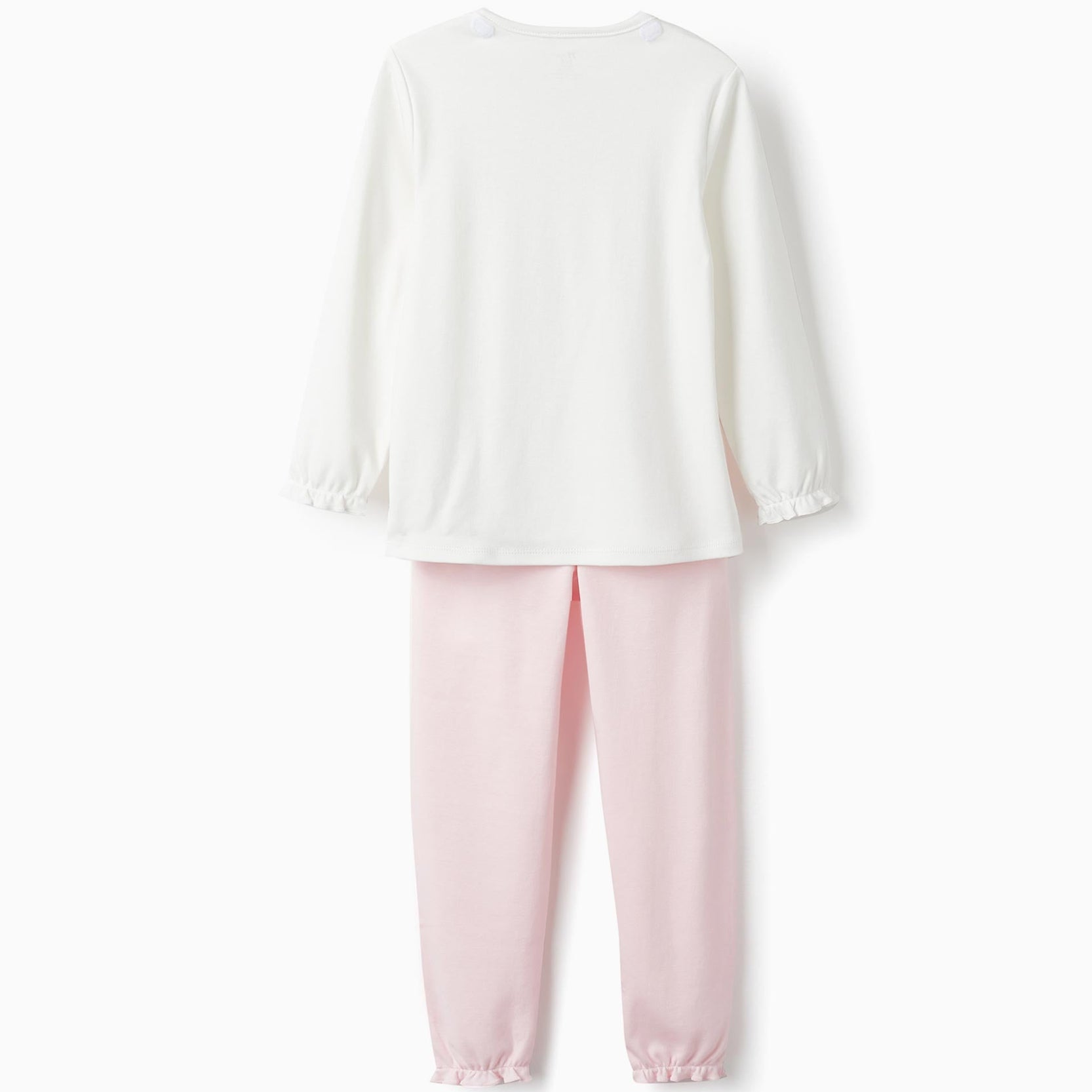 Cotton Interlock Pyjama with Hood for Girls 'Fairy', White/Pink