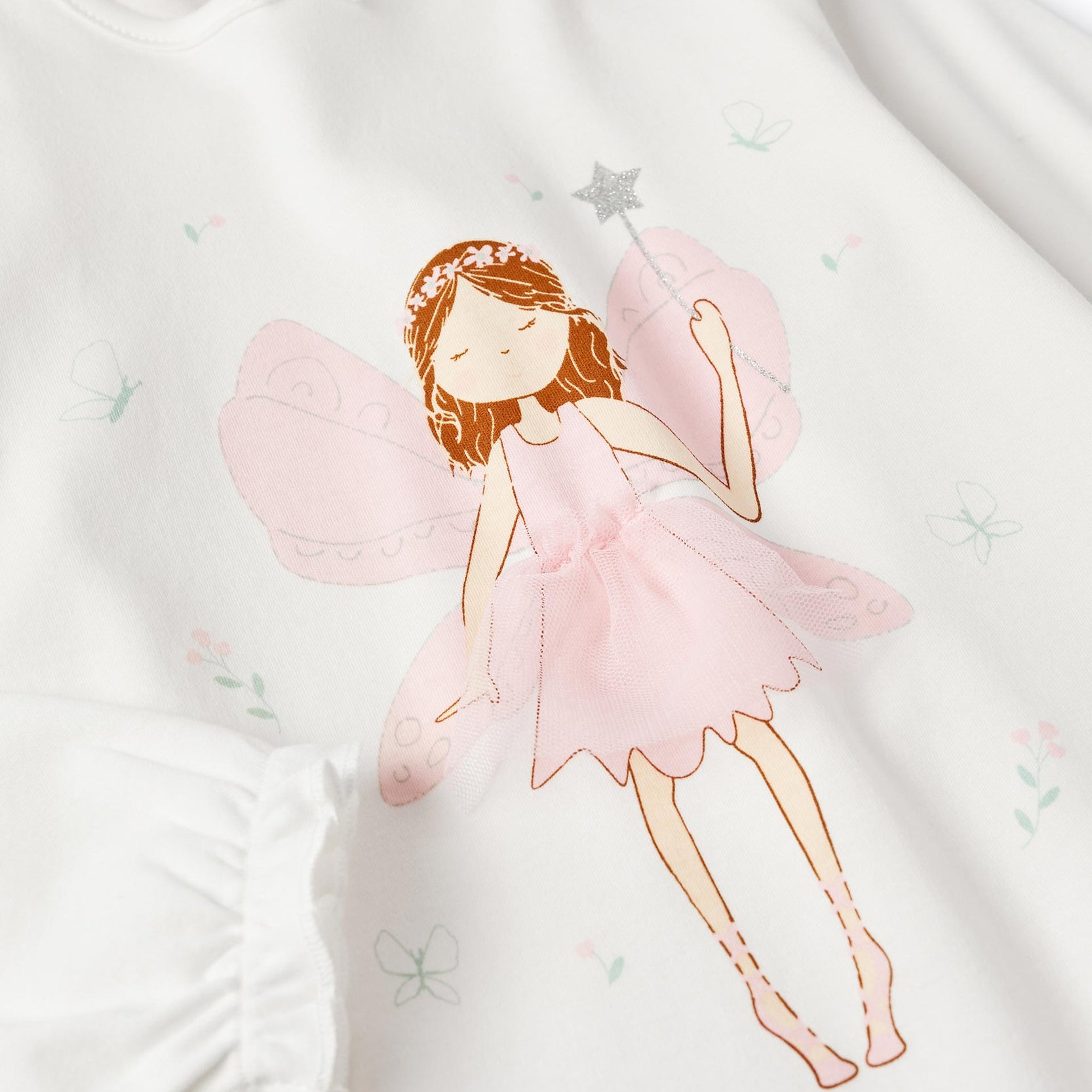 Cotton Interlock Pyjama with Hood for Girls 'Fairy', White/Pink