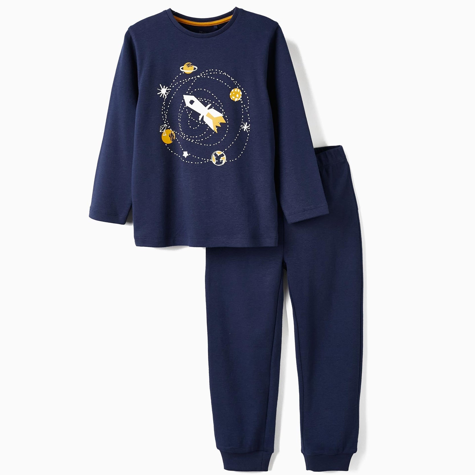 Cotton Pyjama for Boys 'Space - Glow in the Dark', Dark Blue