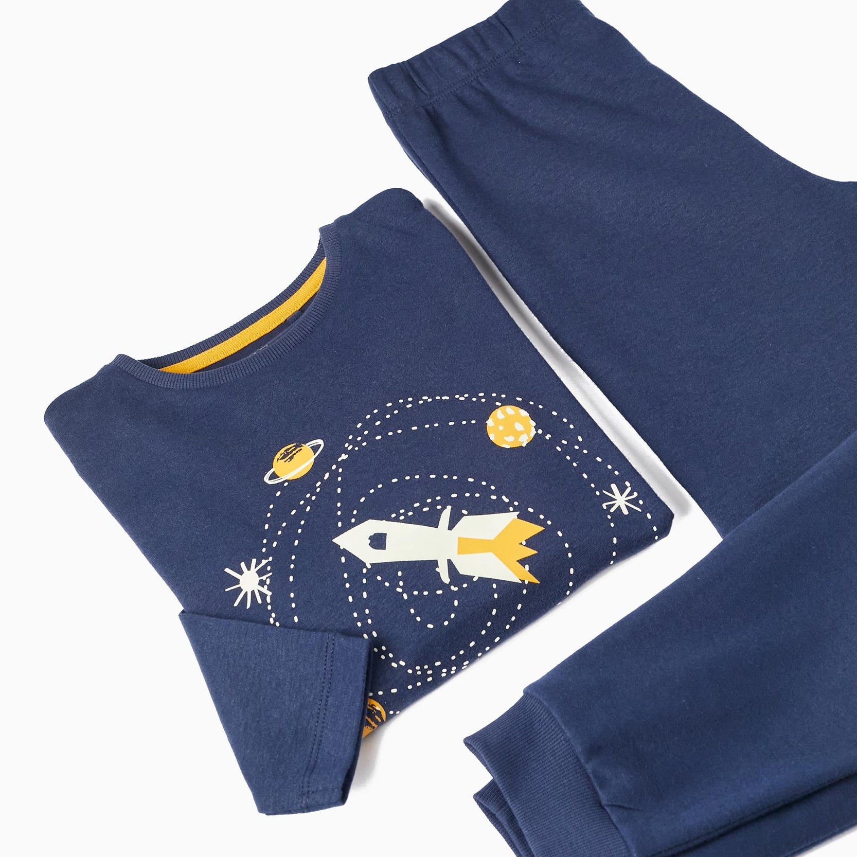 Cotton Pyjama for Boys 'Space - Glow in the Dark', Dark Blue