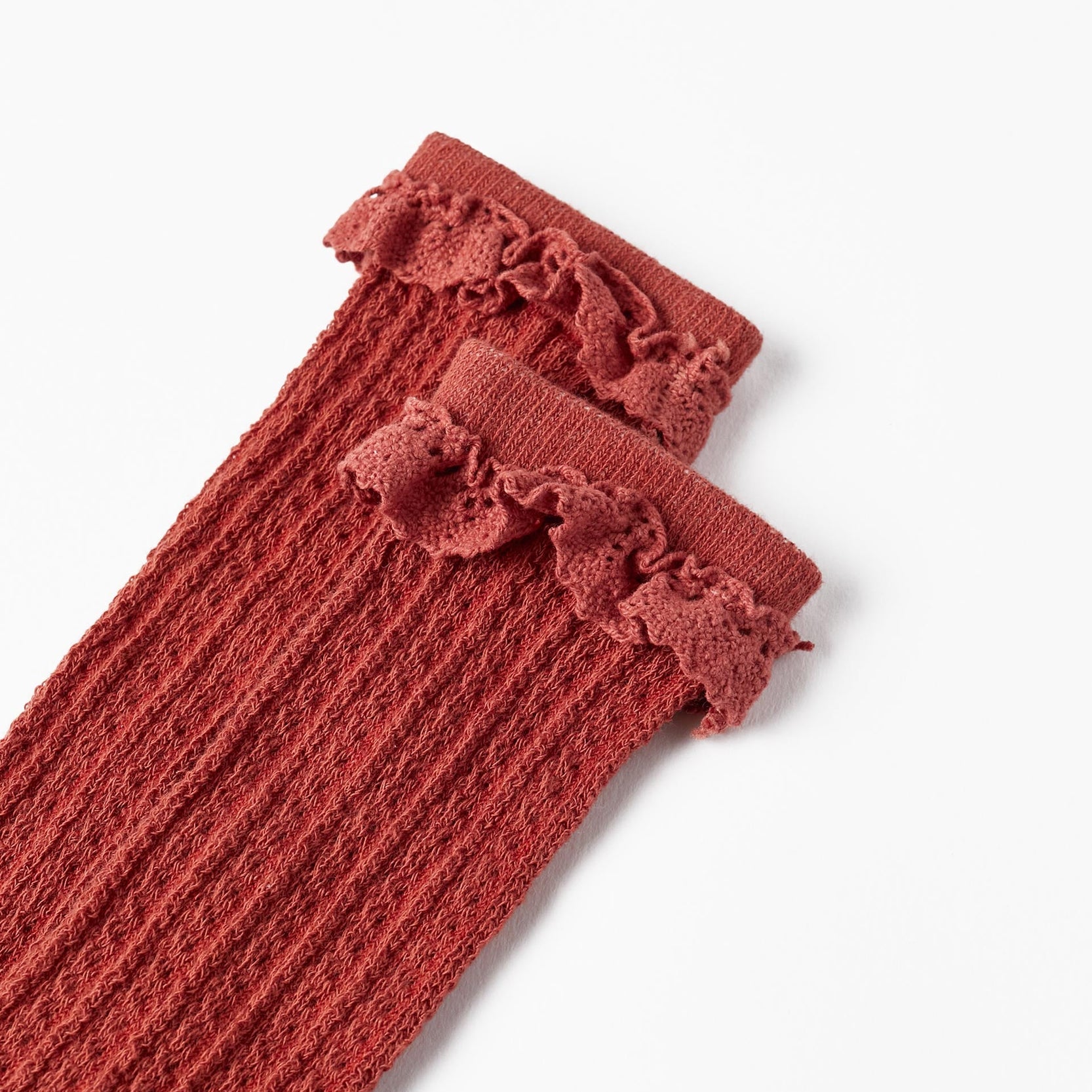 High Socks with Lace for Girls, Light Brown