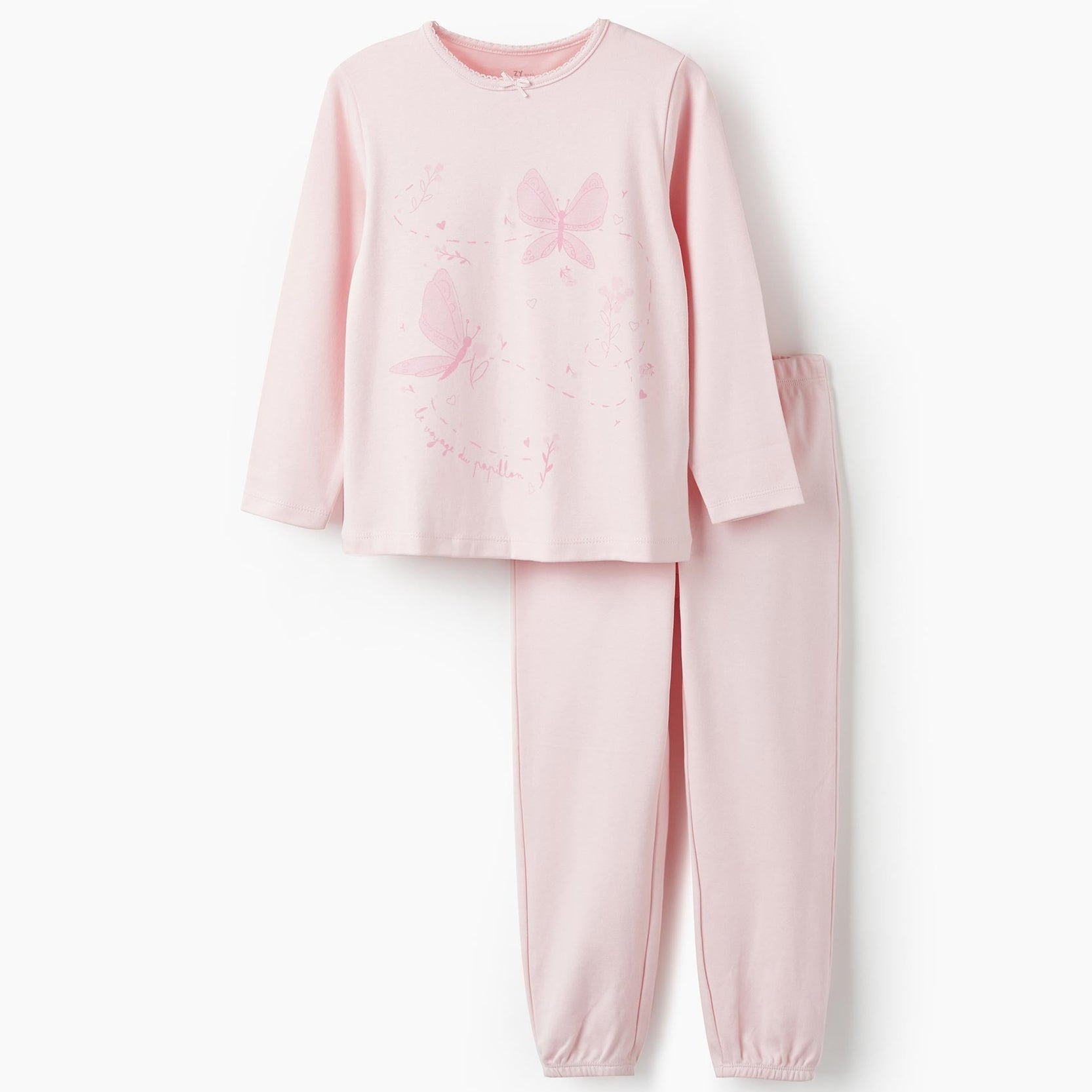 Cotton Pyjamas for Girls 'Butterflies', Light Pink